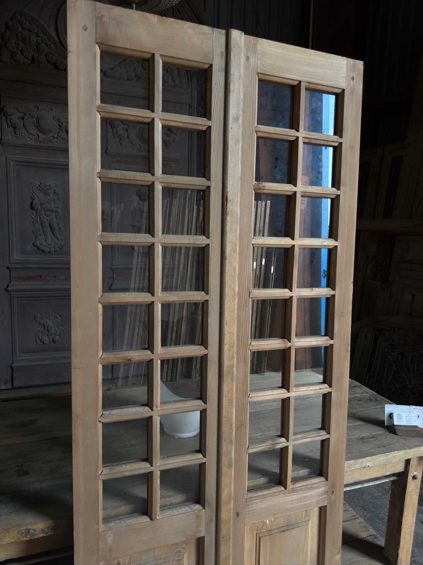 Handcrafted 16 Light Glass French Doors - 32x80 K26