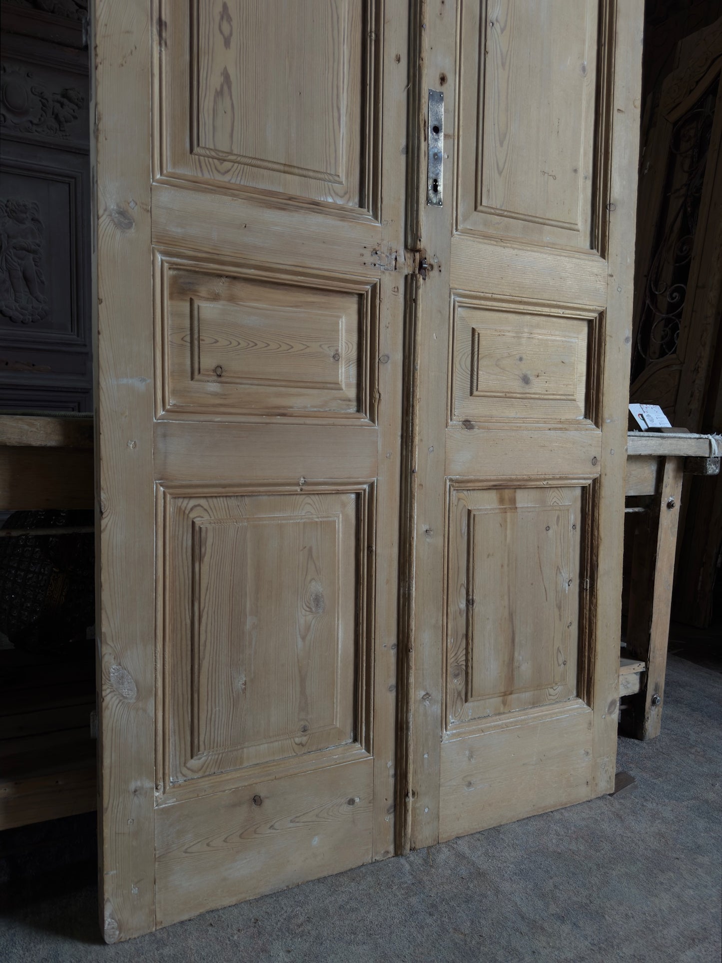 3 Panel Antique Solid French Doors - 41.75x100.25 J386