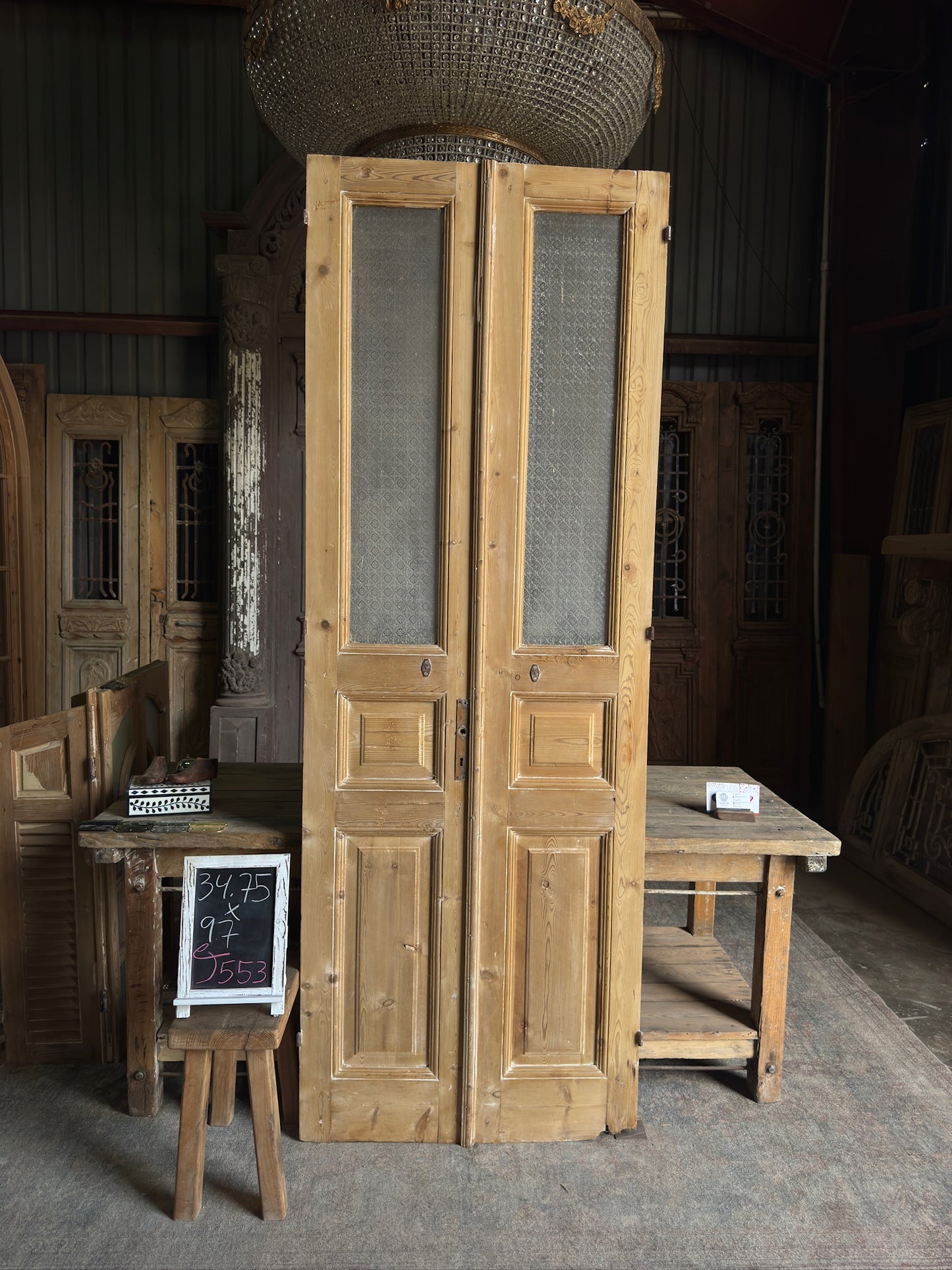 Glass Antique French Doors - 34.75x97 J553