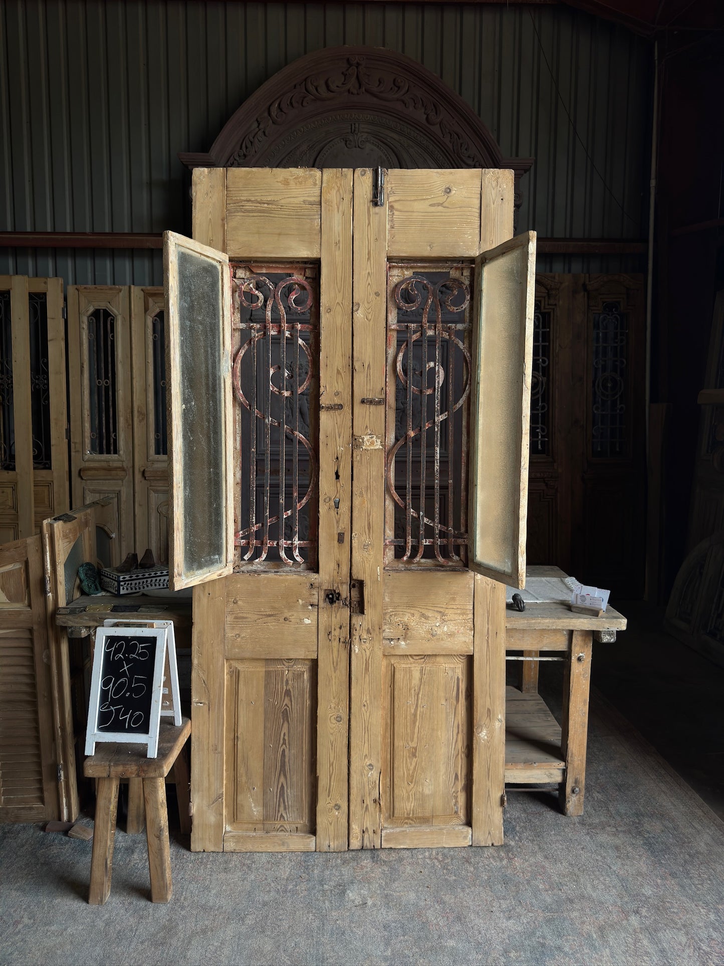 Antique Iron French Doors - 42.25x90.5 J40