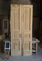 Raised Molding 3 Panel Antique Solid French Doors - 44x103.5 K412