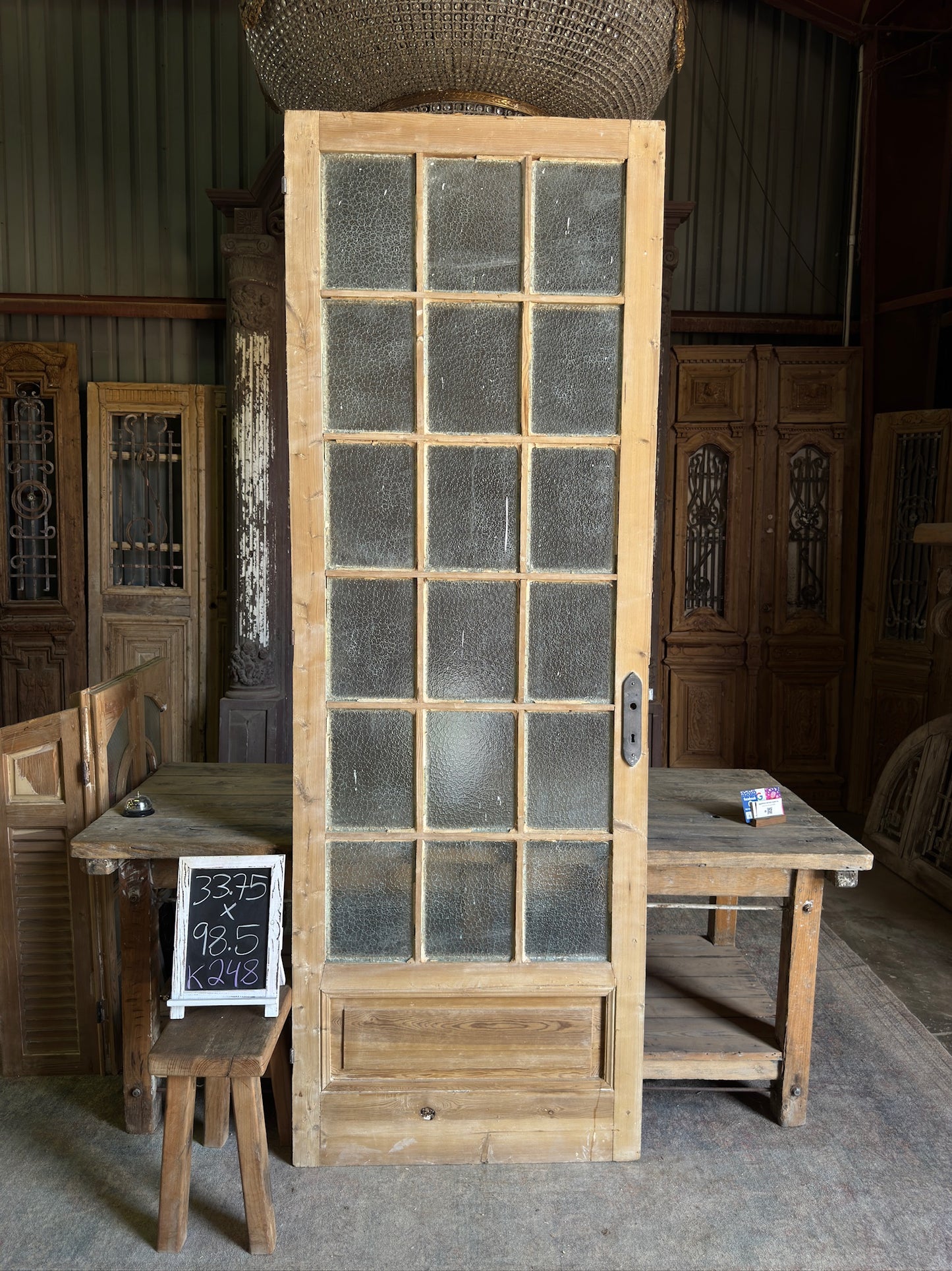 18 Lite Antique Glass Single Door - 33.75x98.5 K248