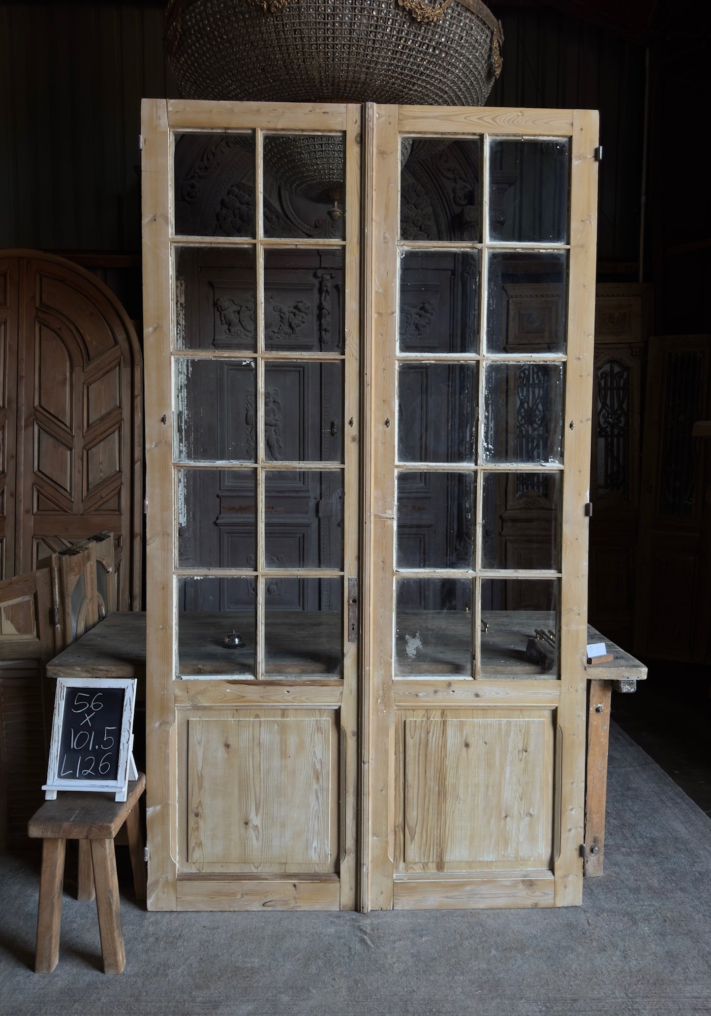 Classic Antique Glass French Doors - 56x101.5 - L126