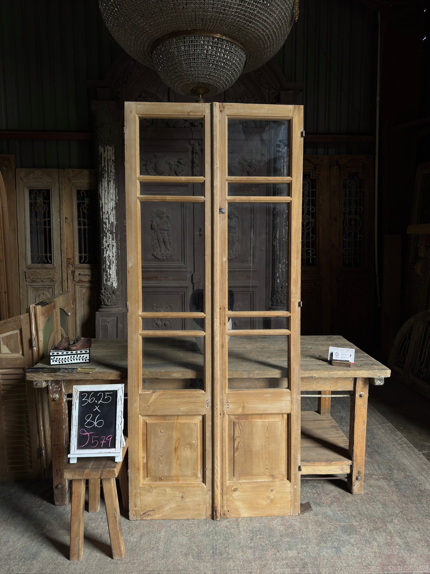 Glass Antique French Doors - 36.25x86 J579