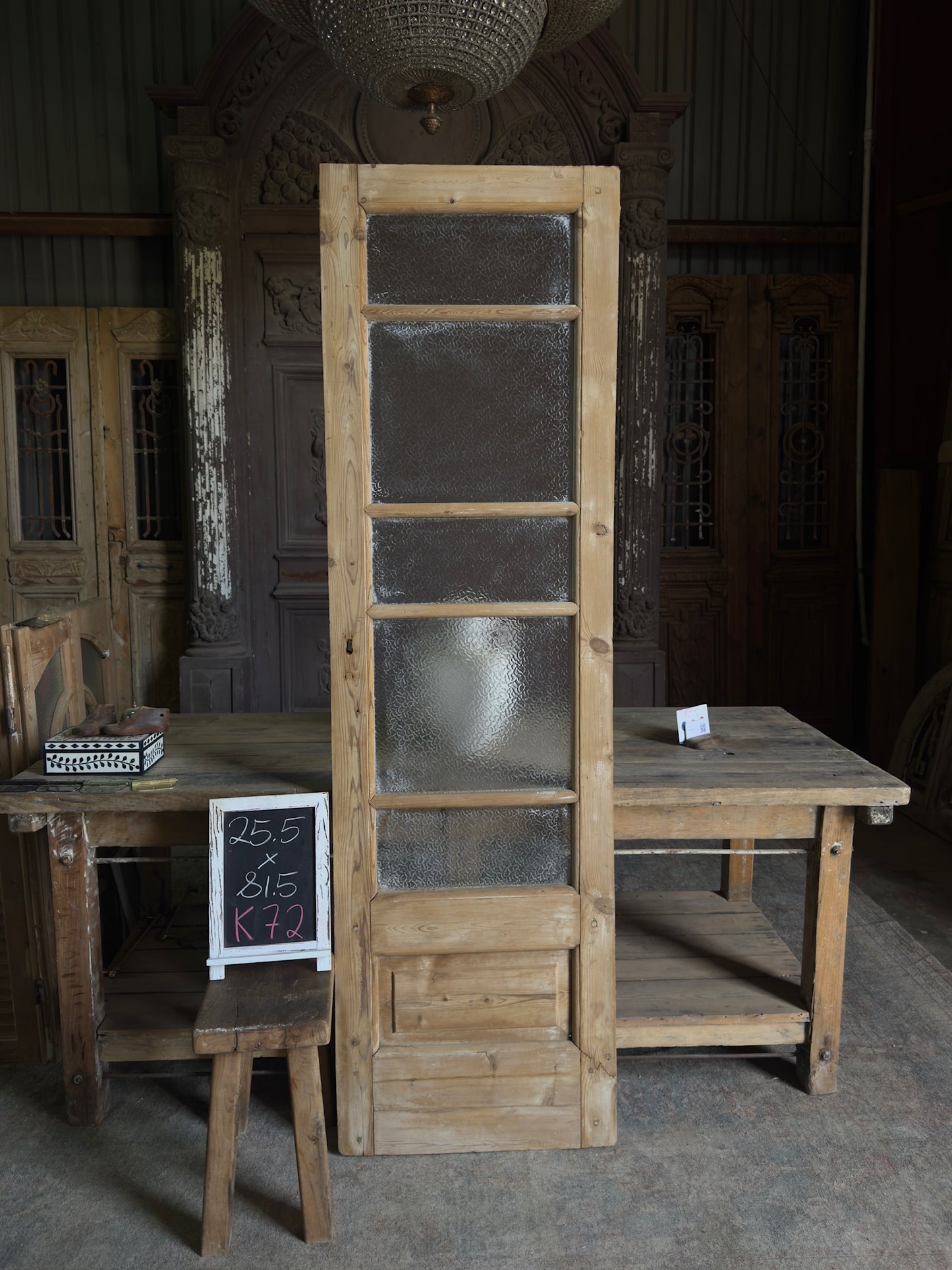 Single Antique Glass Door - 25.5x81.5 K72