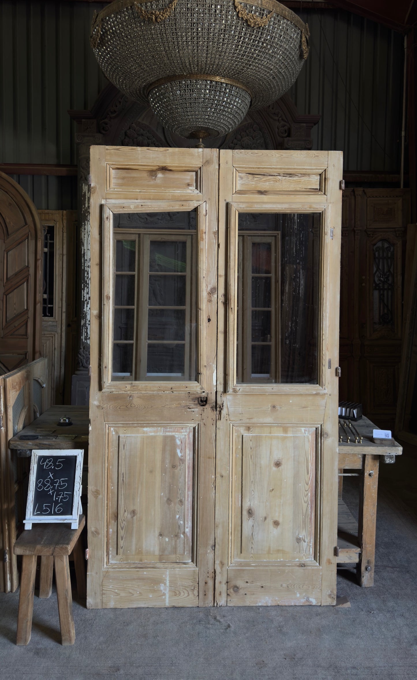 Antique Open Glass French Doors - 48.5x88.75 - L516