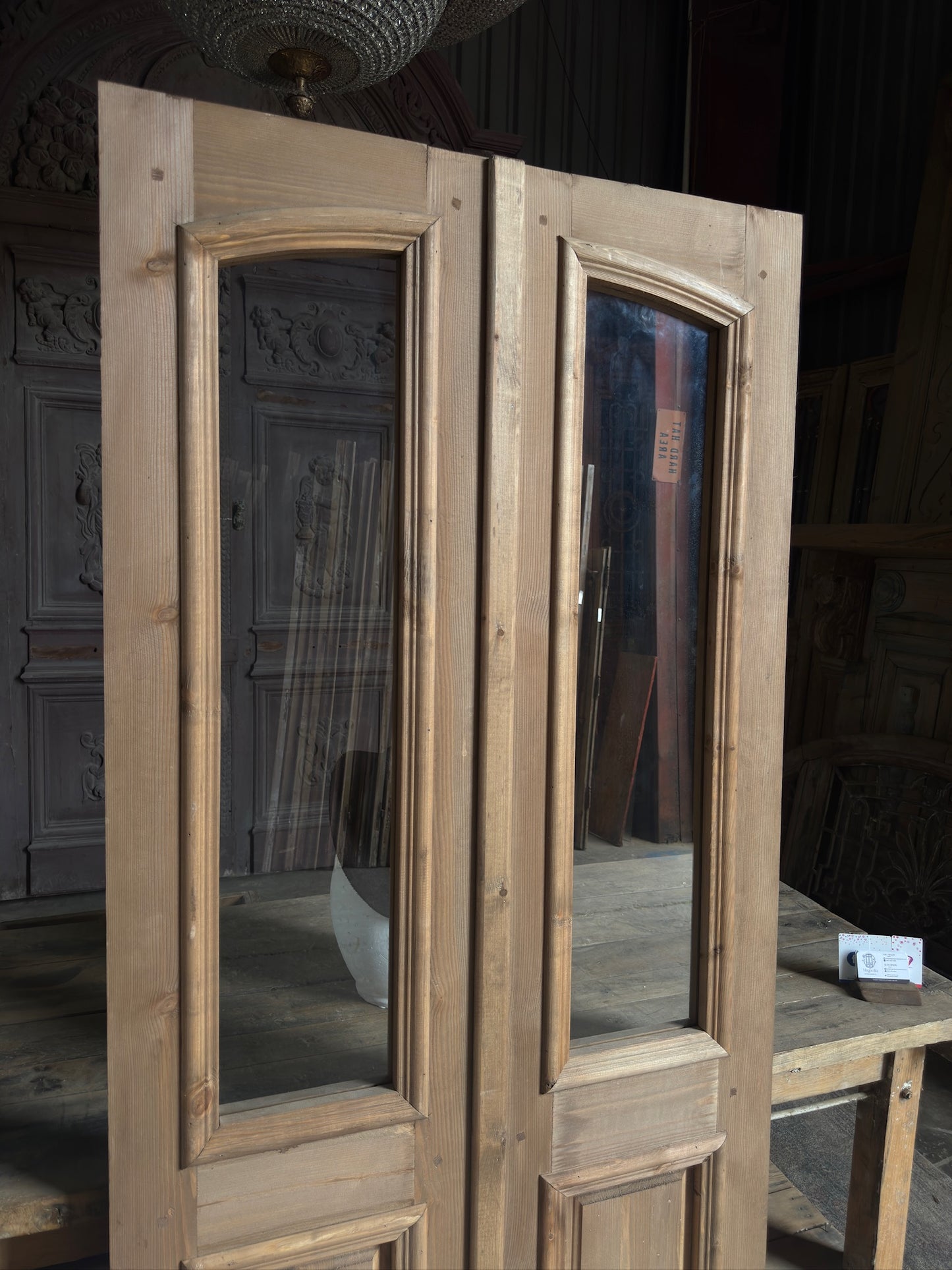 Handcrafted Arched Glass French Doors - 36x80 K19