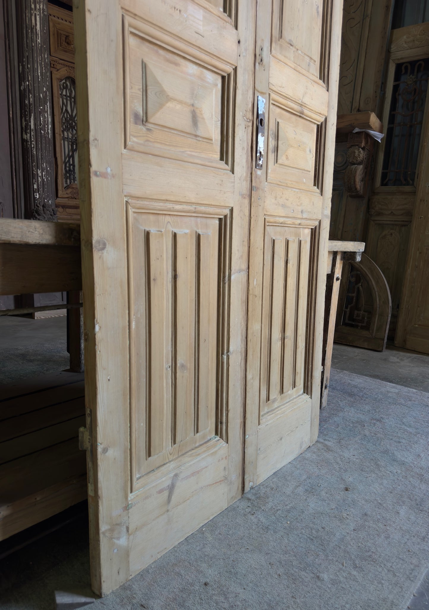 Unique 3 Panel Antique Solid French Doors - 39.75x101 K249