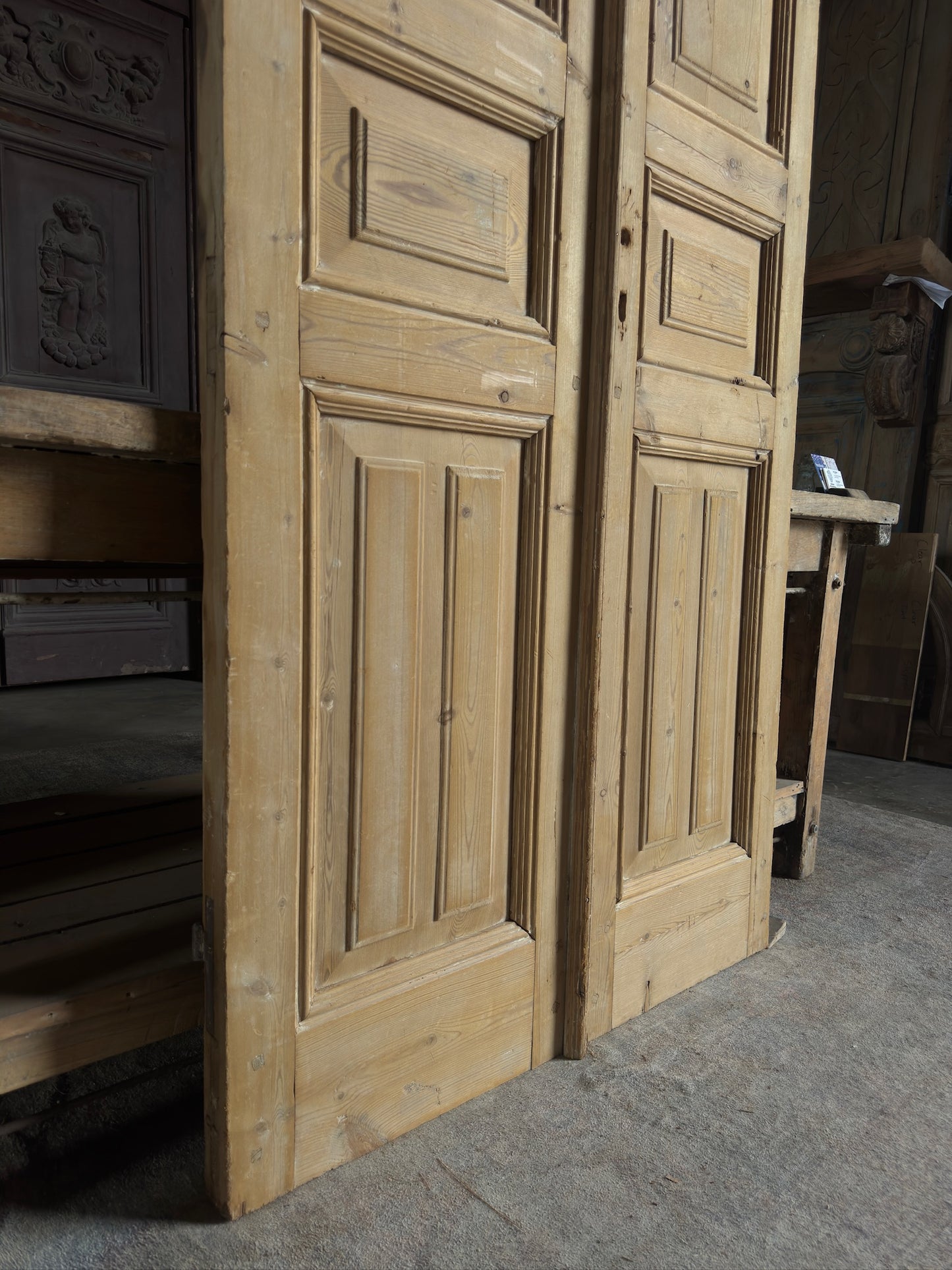 3 Panel Antique Solid French Doors - 39x96.5 K342