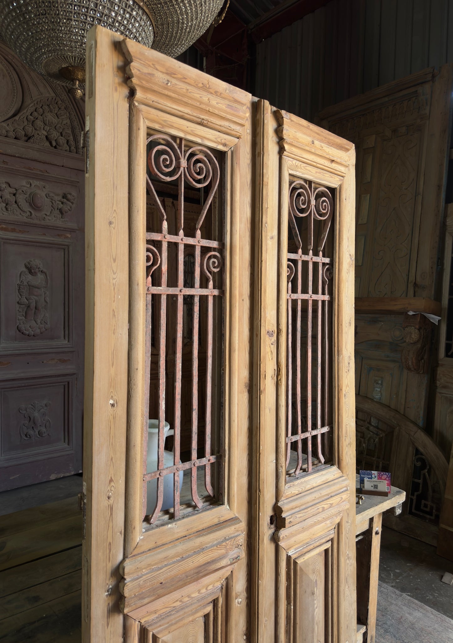 Scrolled Antique Iron French Doors - 40.75x86 K281