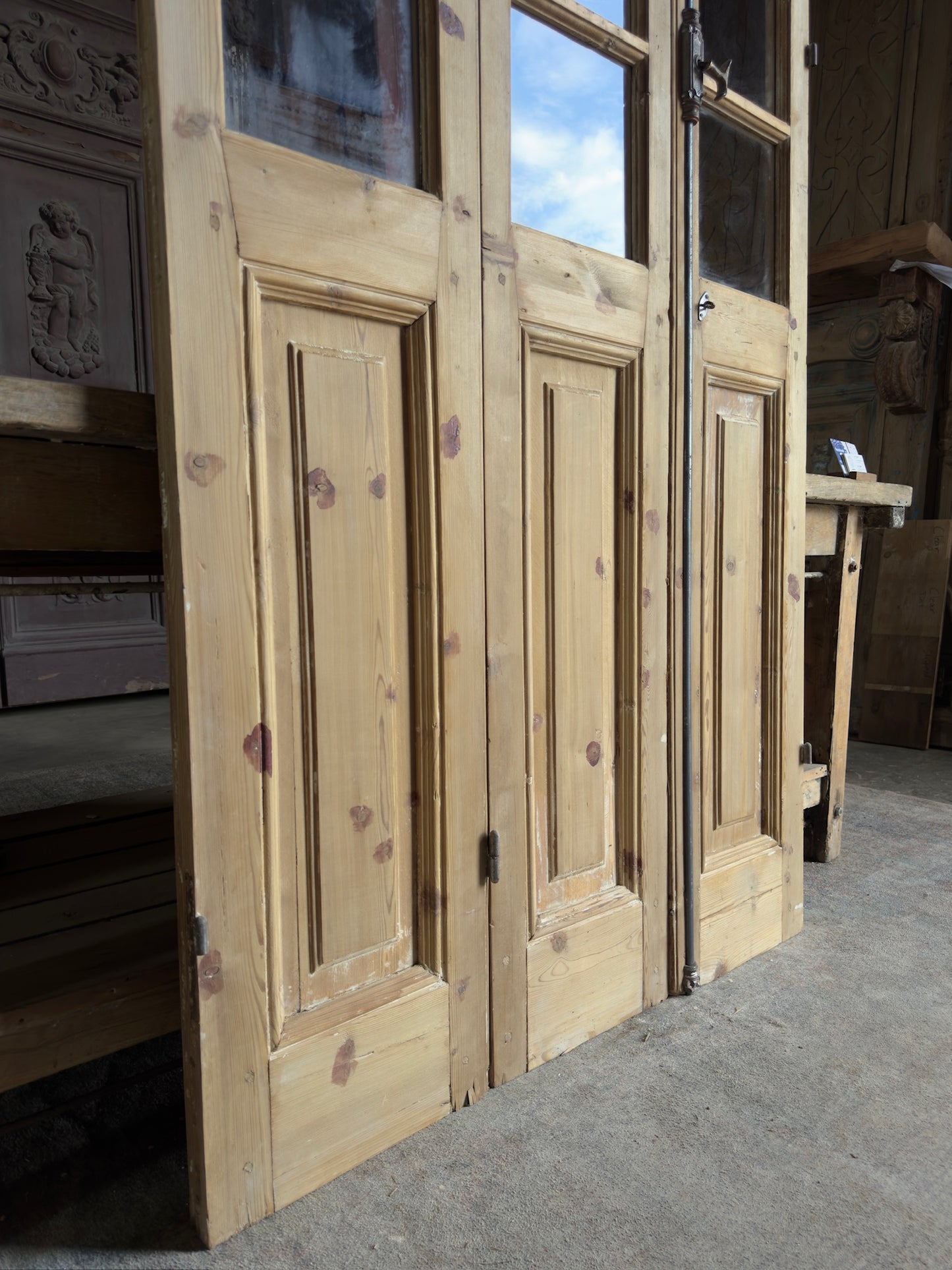 Tri-Fold Antique Glass Doors - 42.25x93.5 K333