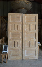 Thick Antique Paneled Solid French Doors - 60.25x93.5 - L463