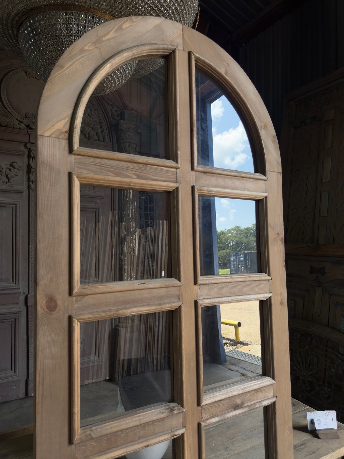 Handcrafted 8 Light Arched Single Glass Door - 36x96 K14