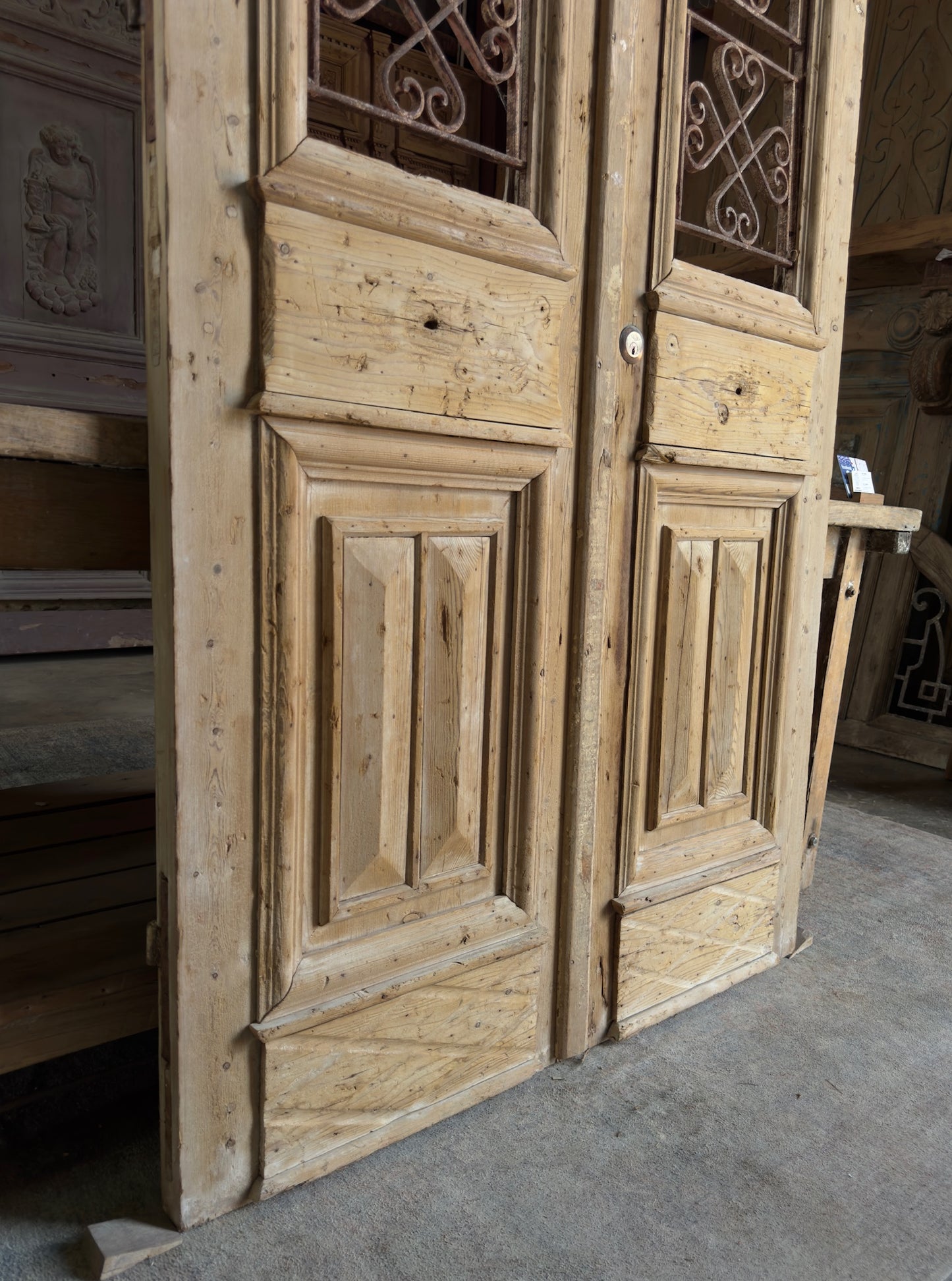 Antique Iron French Double Doors - 43.5x88.5 K294