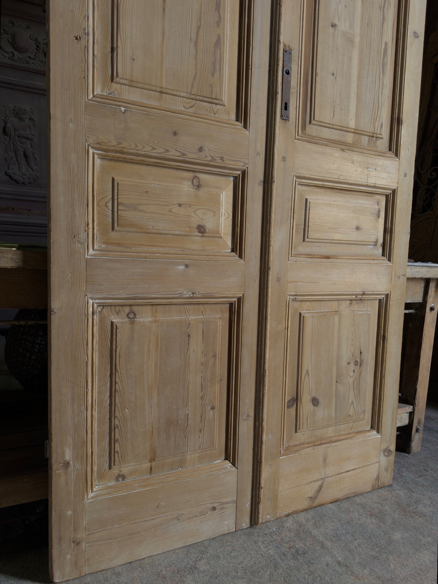 3 Panel Antique Solid French Doors - 45x100 J414