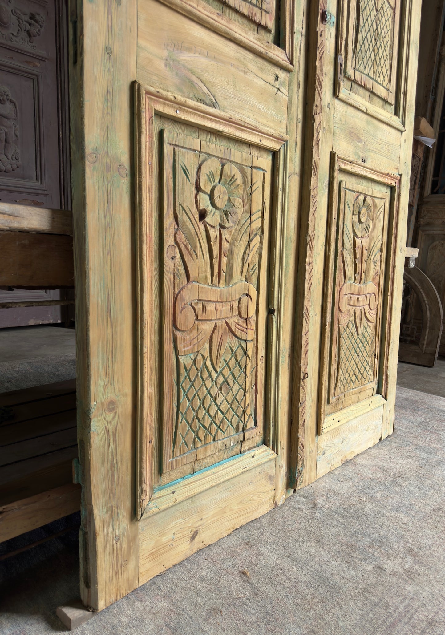 Hand Carved Antique French Doors - 56x92.5 K200