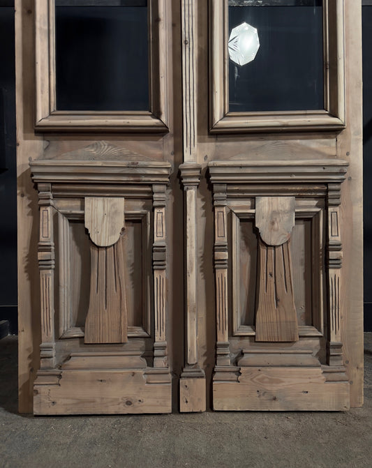 Antique Architectural Fluted Glass French Doors - 48.5x96.5 - N708