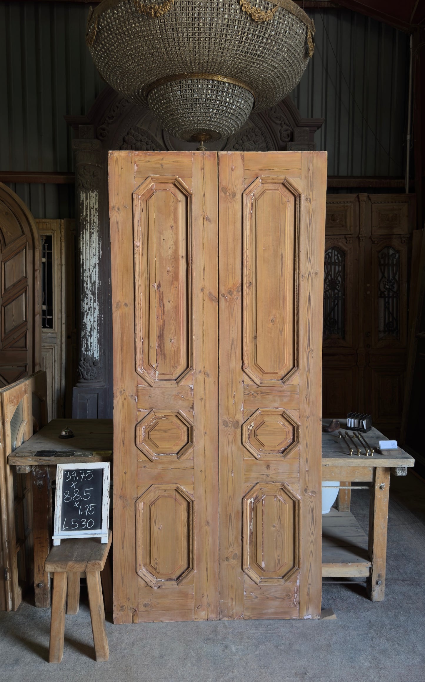 Antique 6 Panel Double Doors - 39.75x88.5 - L530