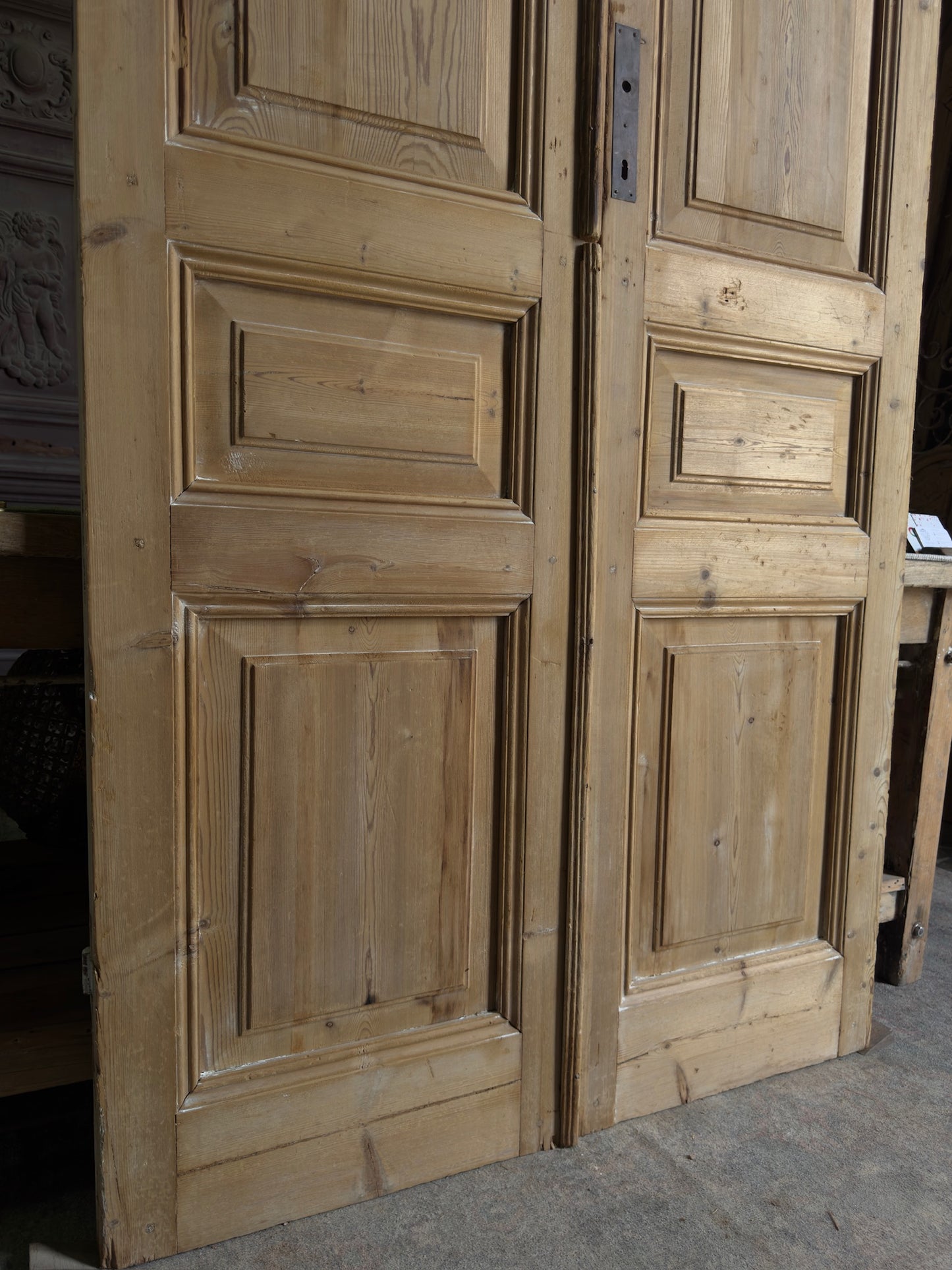 3 Panel Antique Solid French Doors - 45.25x101 J377