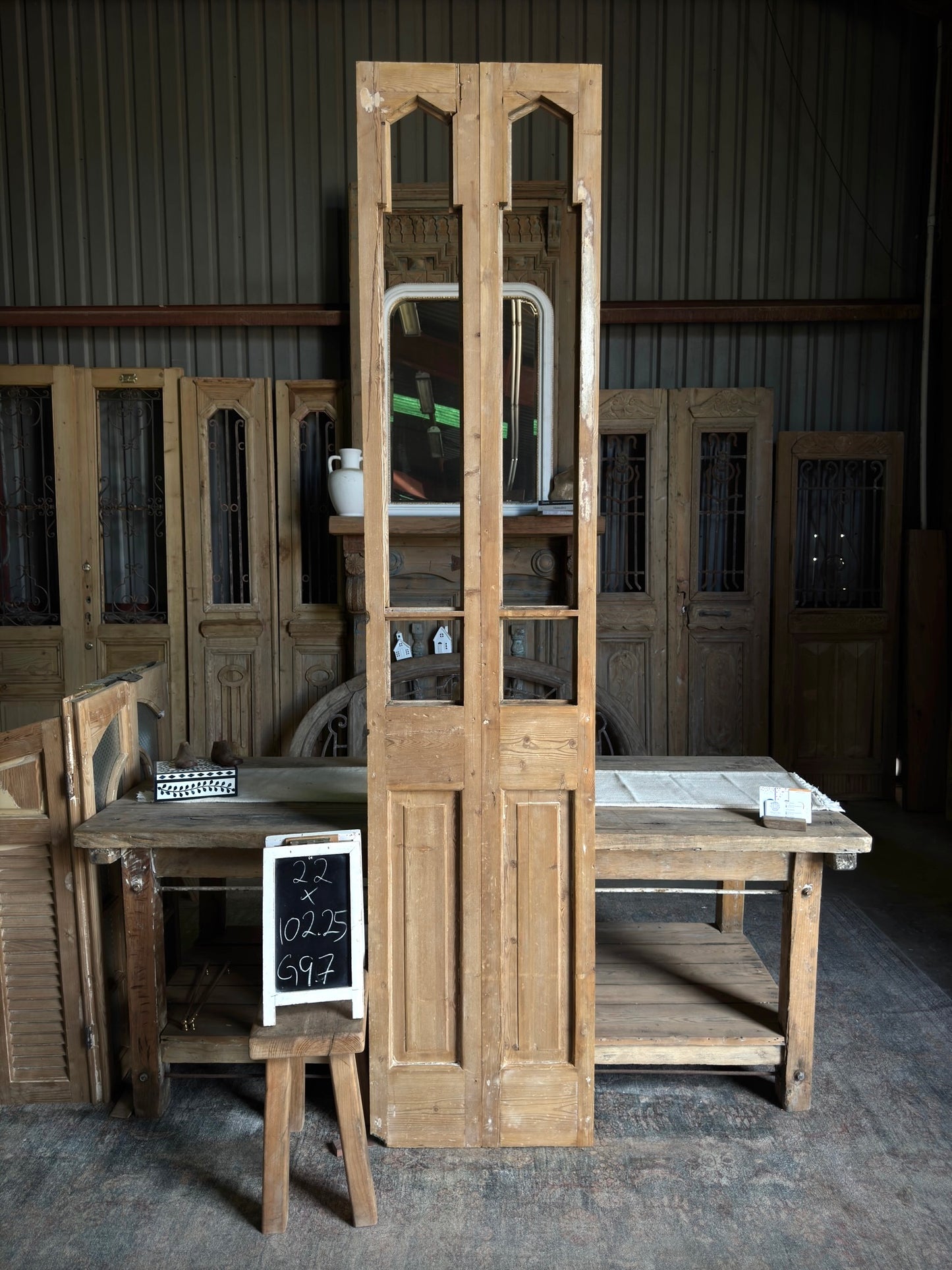 Slim Glass Antique French Doors - 22x102.25 G97