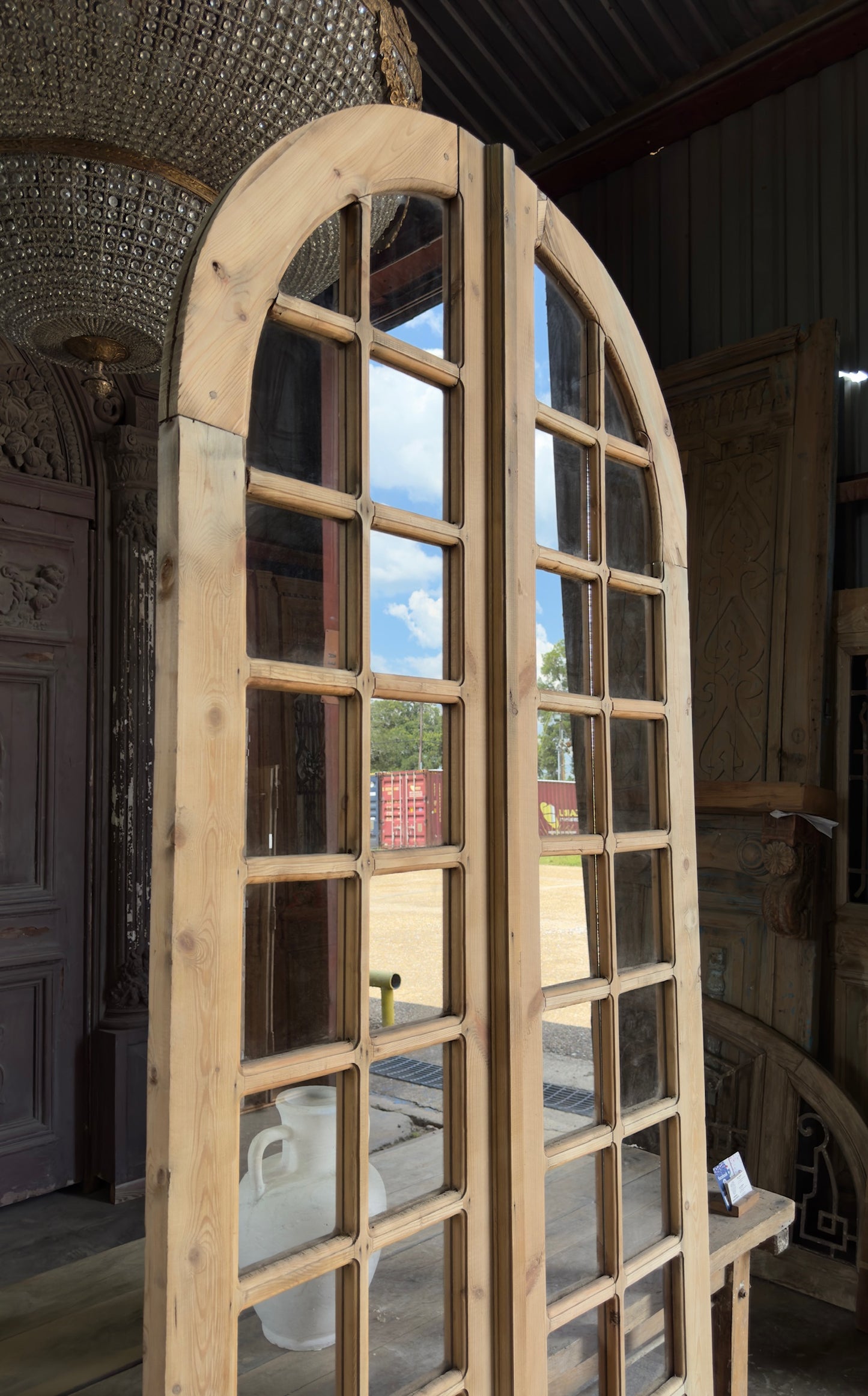 Tall Arched Antique French Glass Doors - 43.25x104 K291