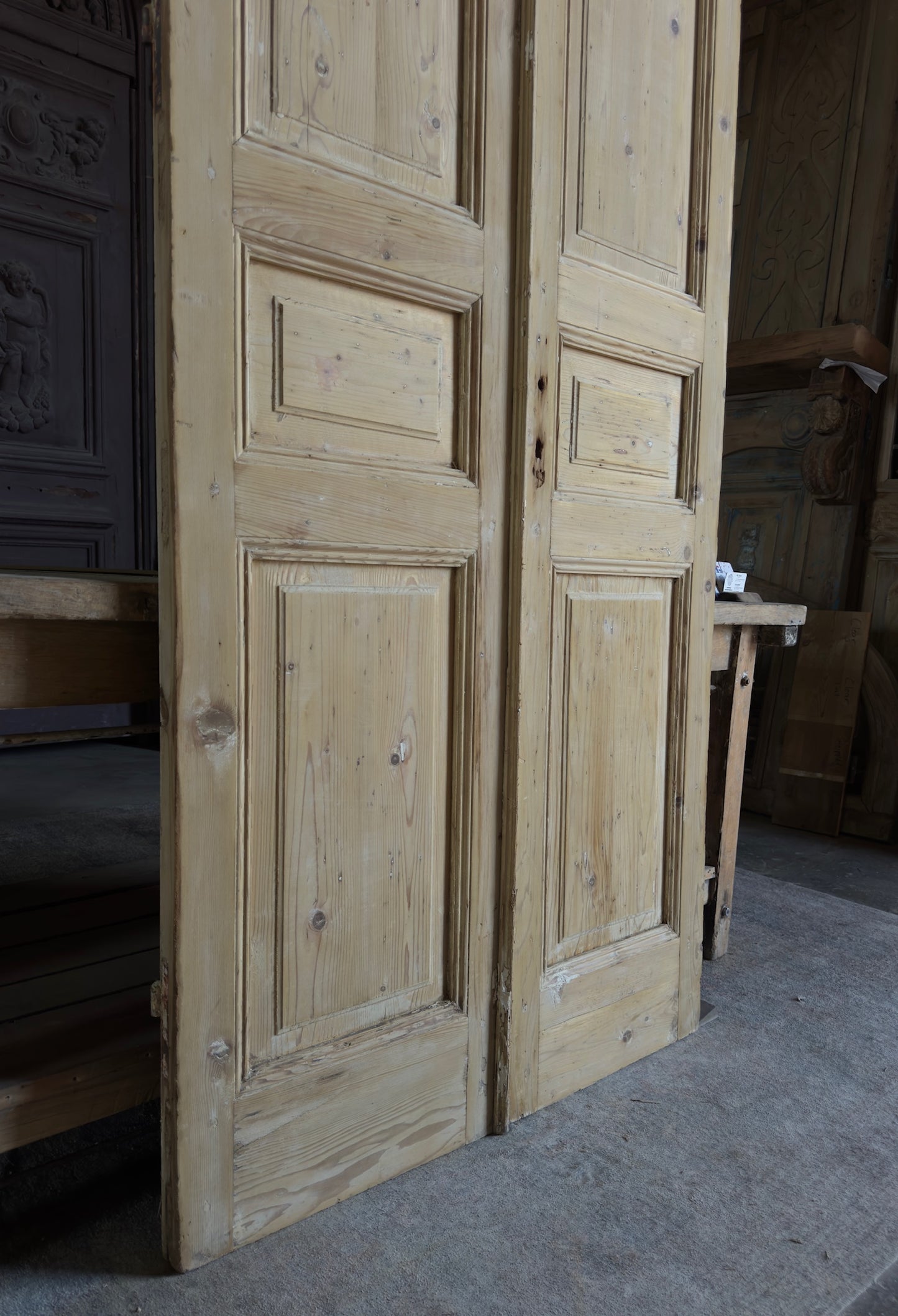 3 Panel Antique Solid French Doors - 39.5x95 K373