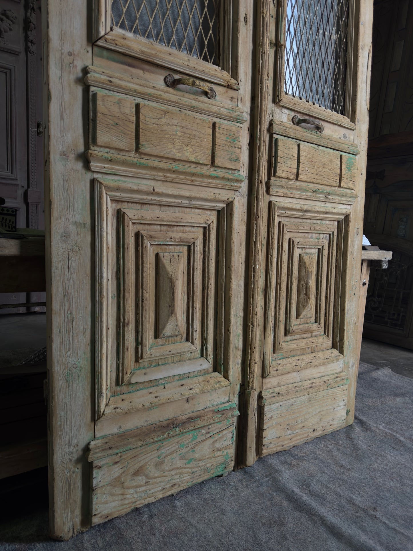 Tall Antique Iron French Doors - 53x113 J2