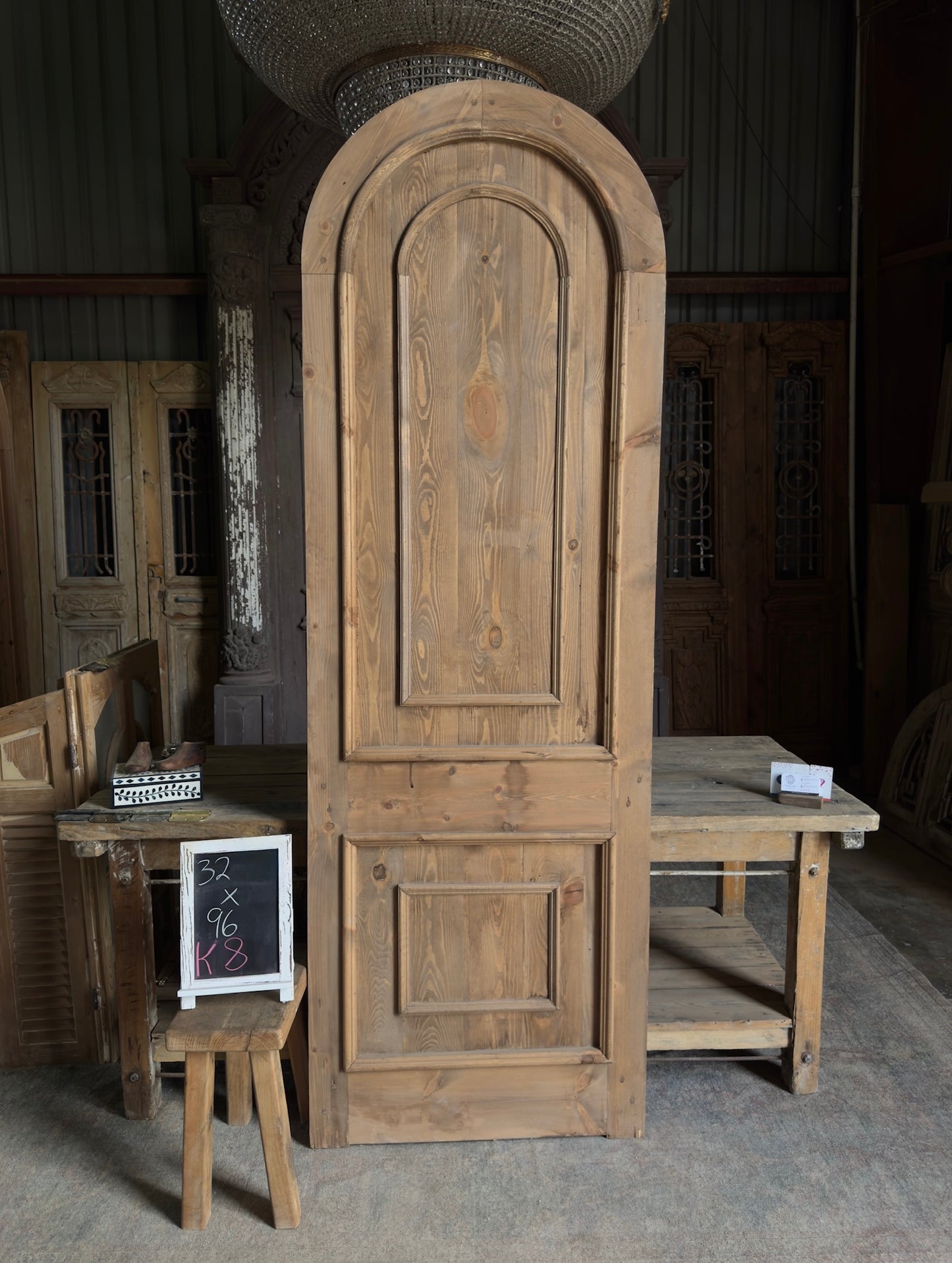 Handcrafted 2 Panel Solid Arched Door - 32x96 K8
