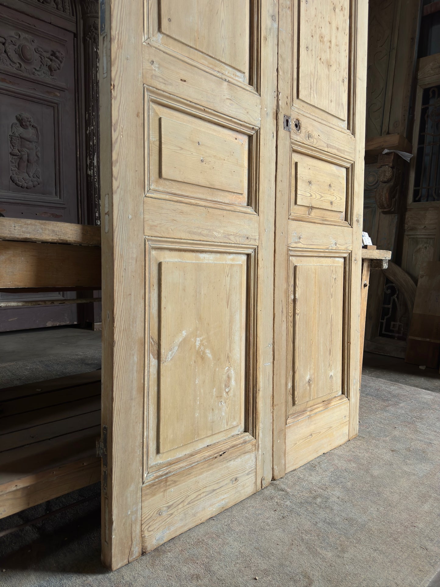 3 Panel Antique Solid French Doors - 44.5x97.5 K319