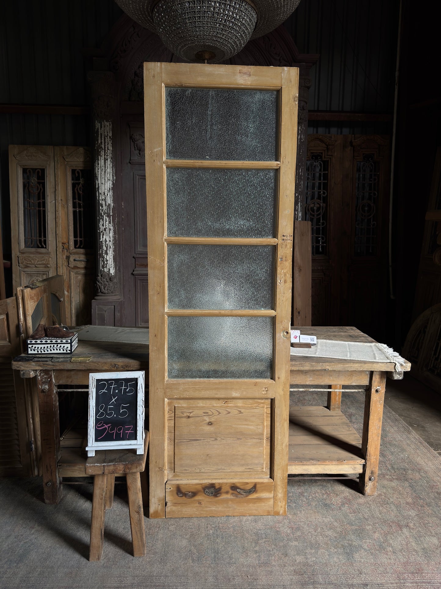 4 Lite Antique Glass Single Door - 27.75x85.5 J497