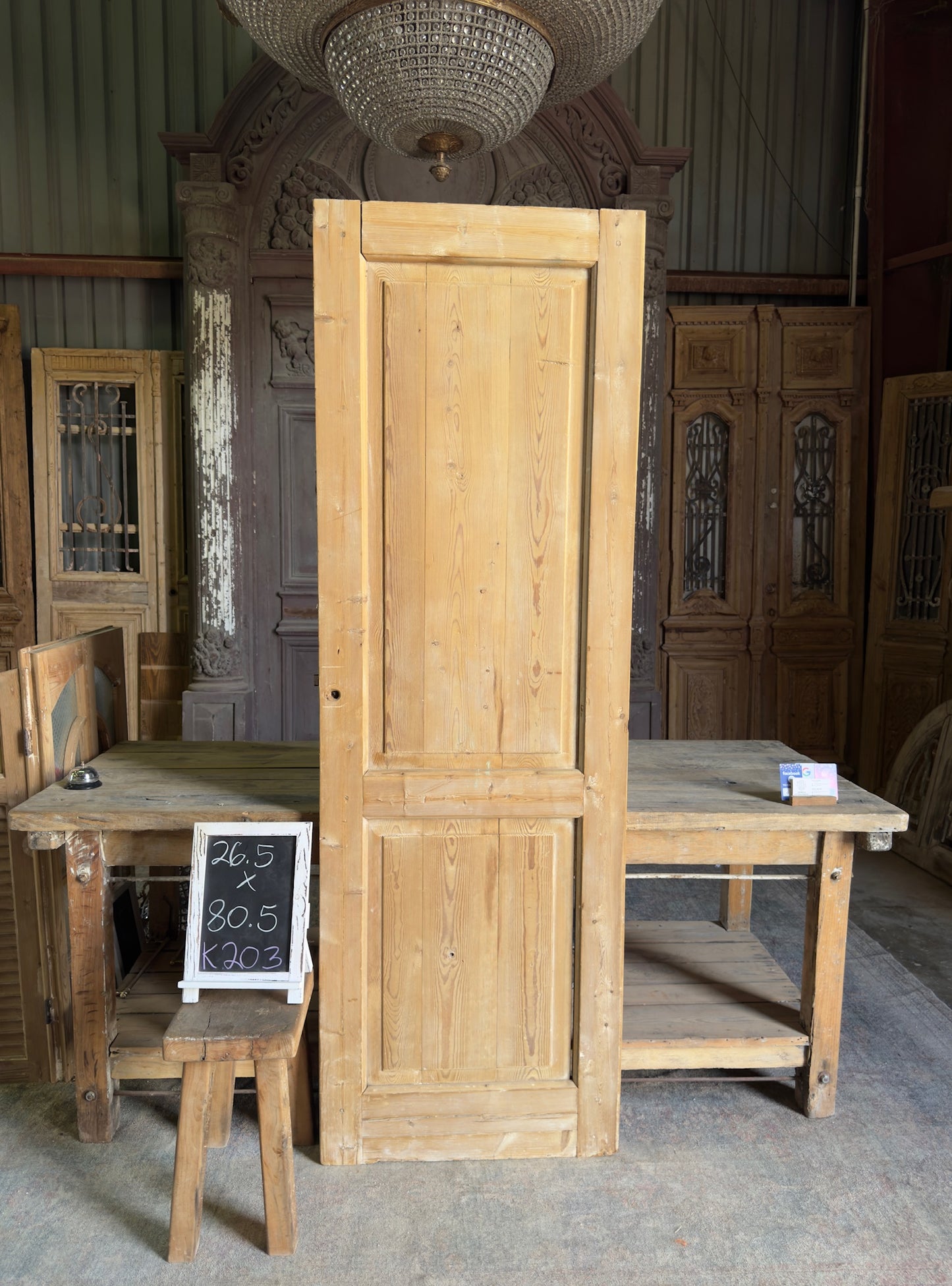 2 Panel Single Solid Antique Door - 26.5x80.5 K203