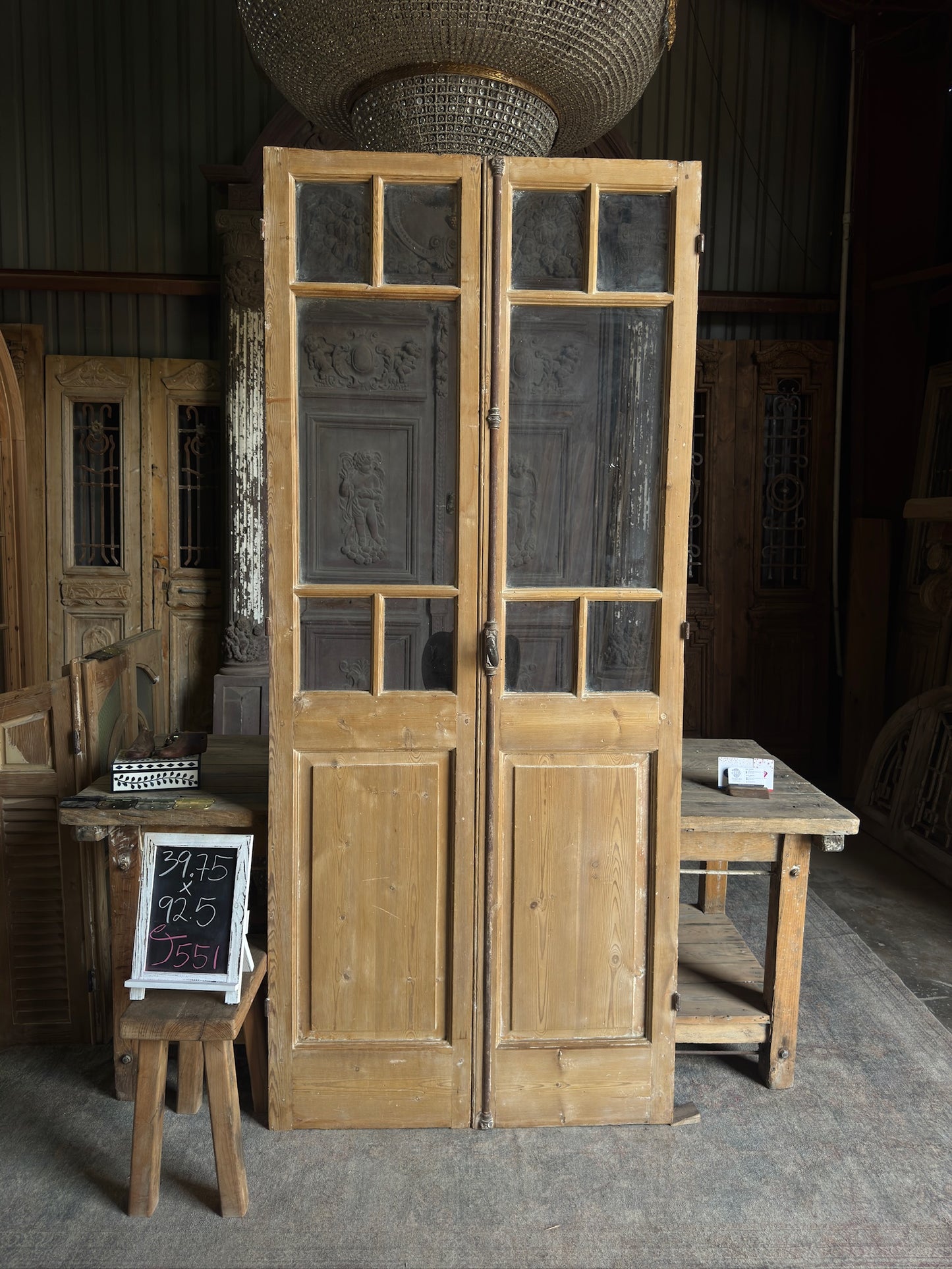 10 Lite Glass Antique French Doors - 39.75x92.5 J551