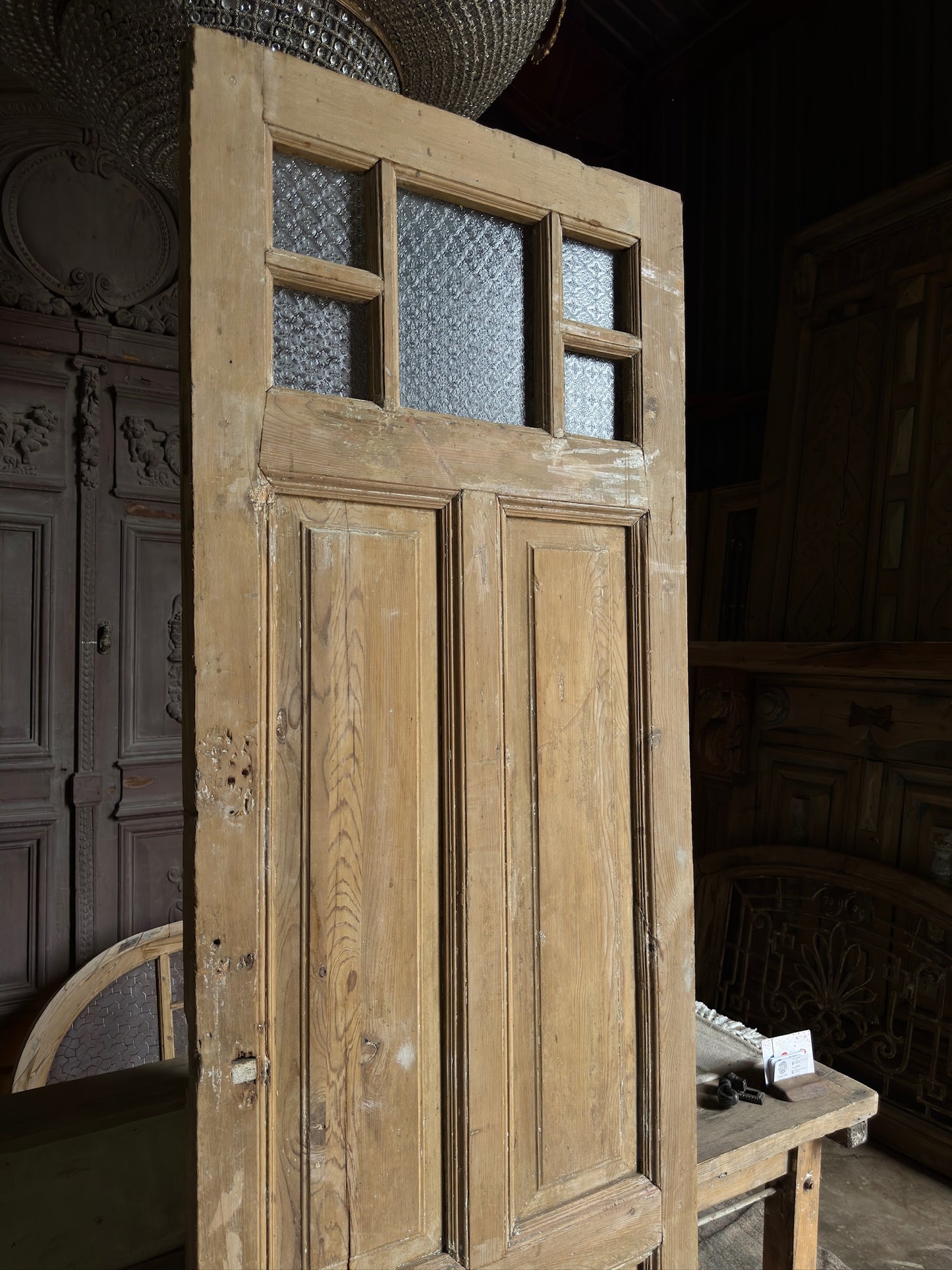 19th Century European Antique Glass Single Door - 31.25x93.25 J251