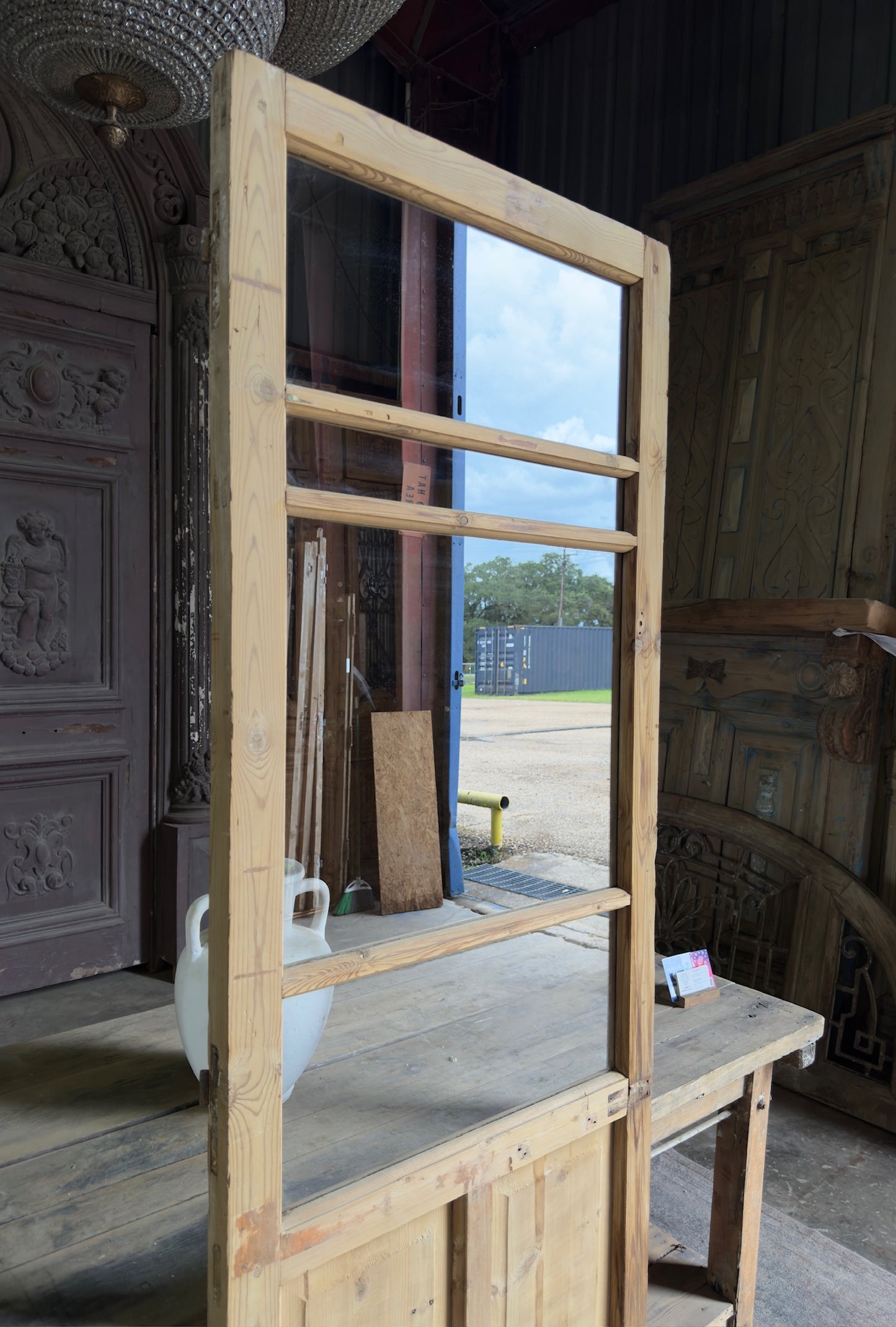 19th Century Antique Glass Single Door - 28.5x84 K261