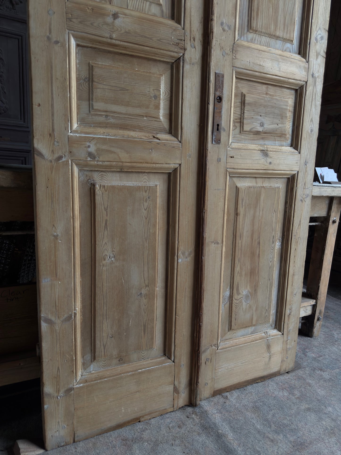 3 Panel Antique Solid French Doors - 39.75x94.5 J345