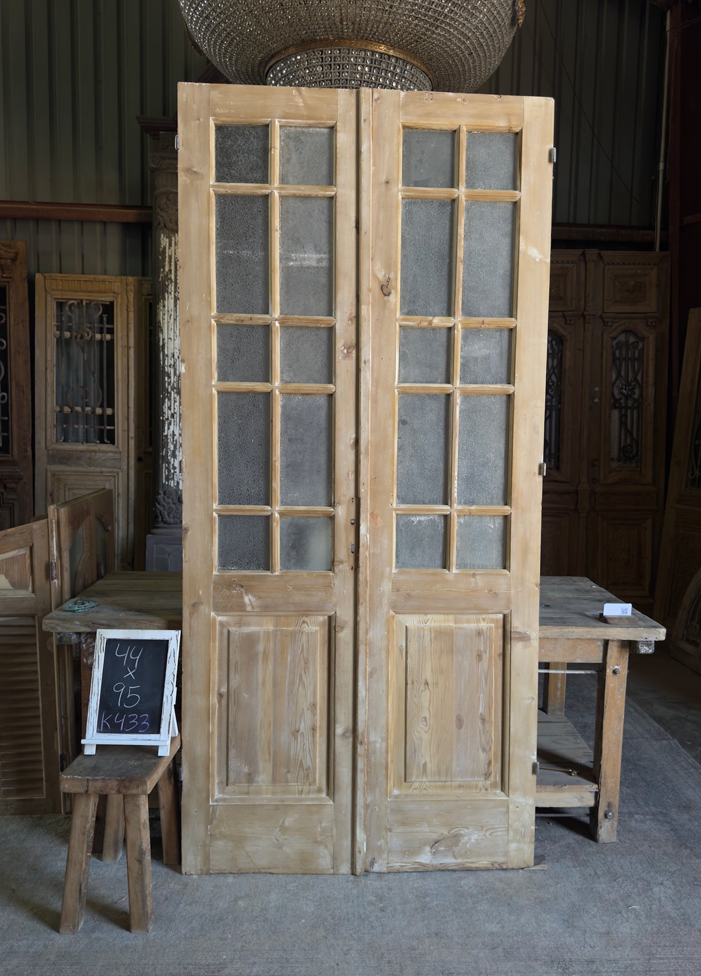 20 Lite Antique Glass French Doors - 44x95 K433