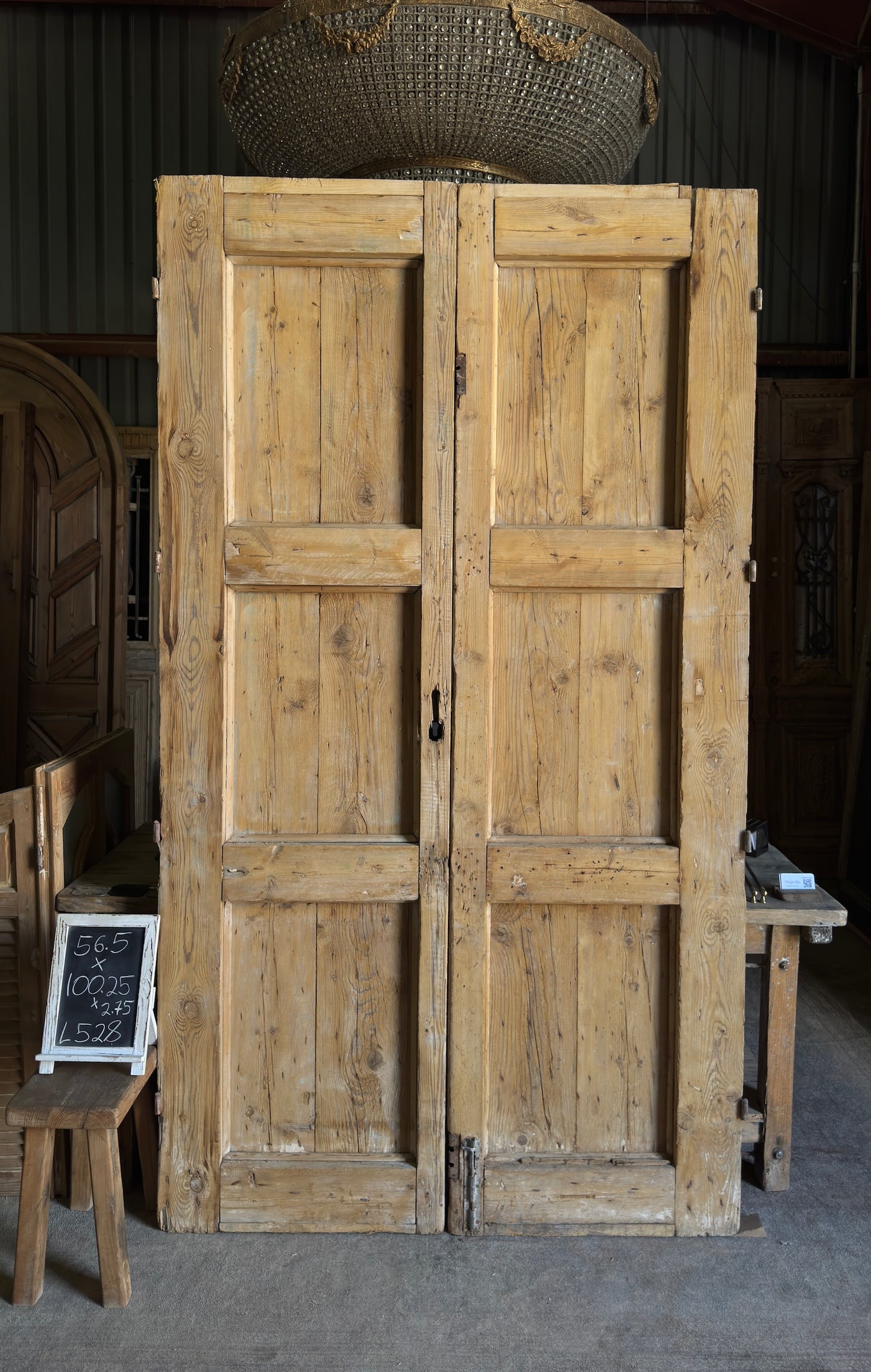 Antique Carved 2 Panel Double Doors - 56.5x100.25 - L528