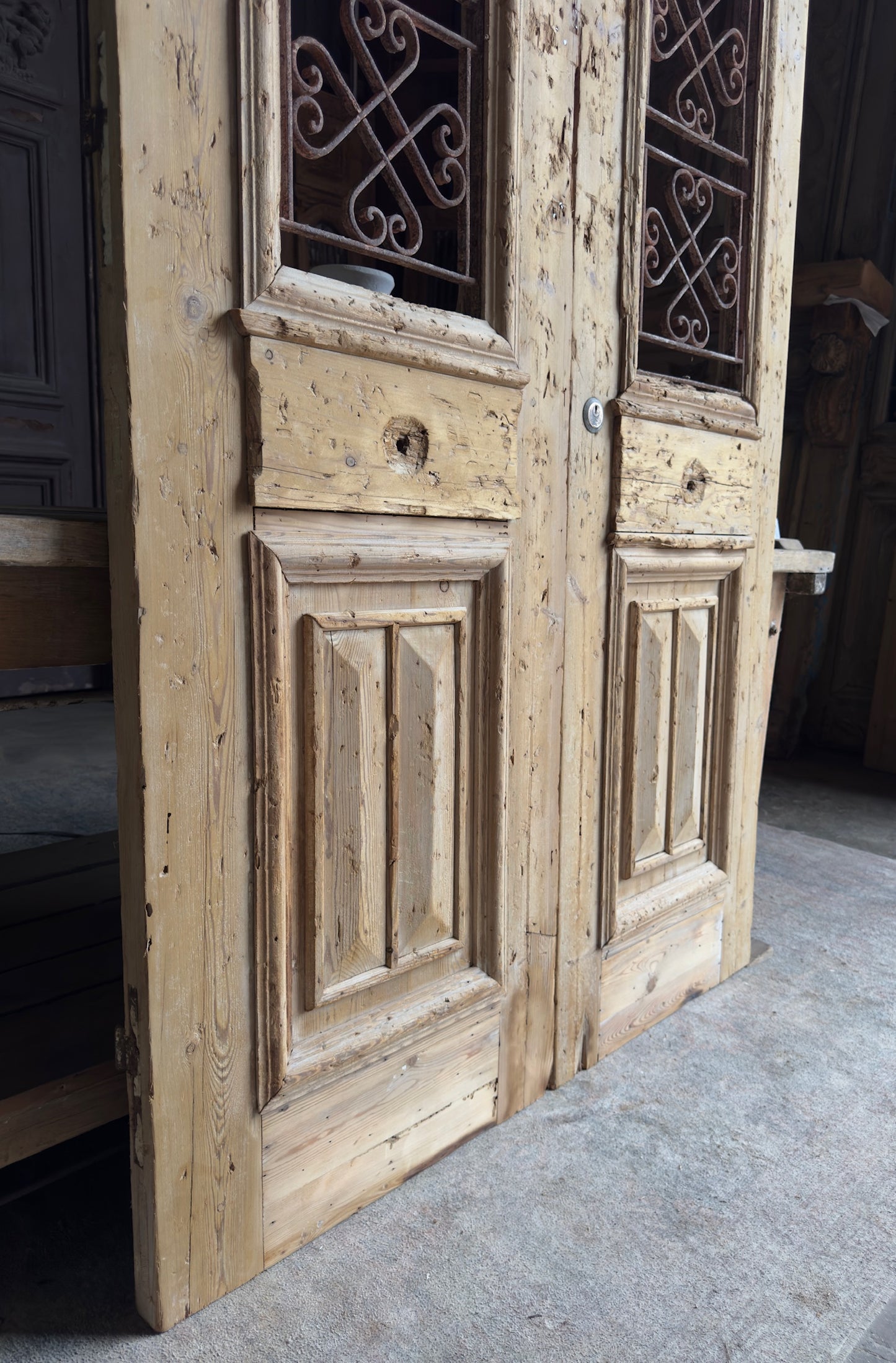 Antique Iron French Double Doors - 48.25x87 H470