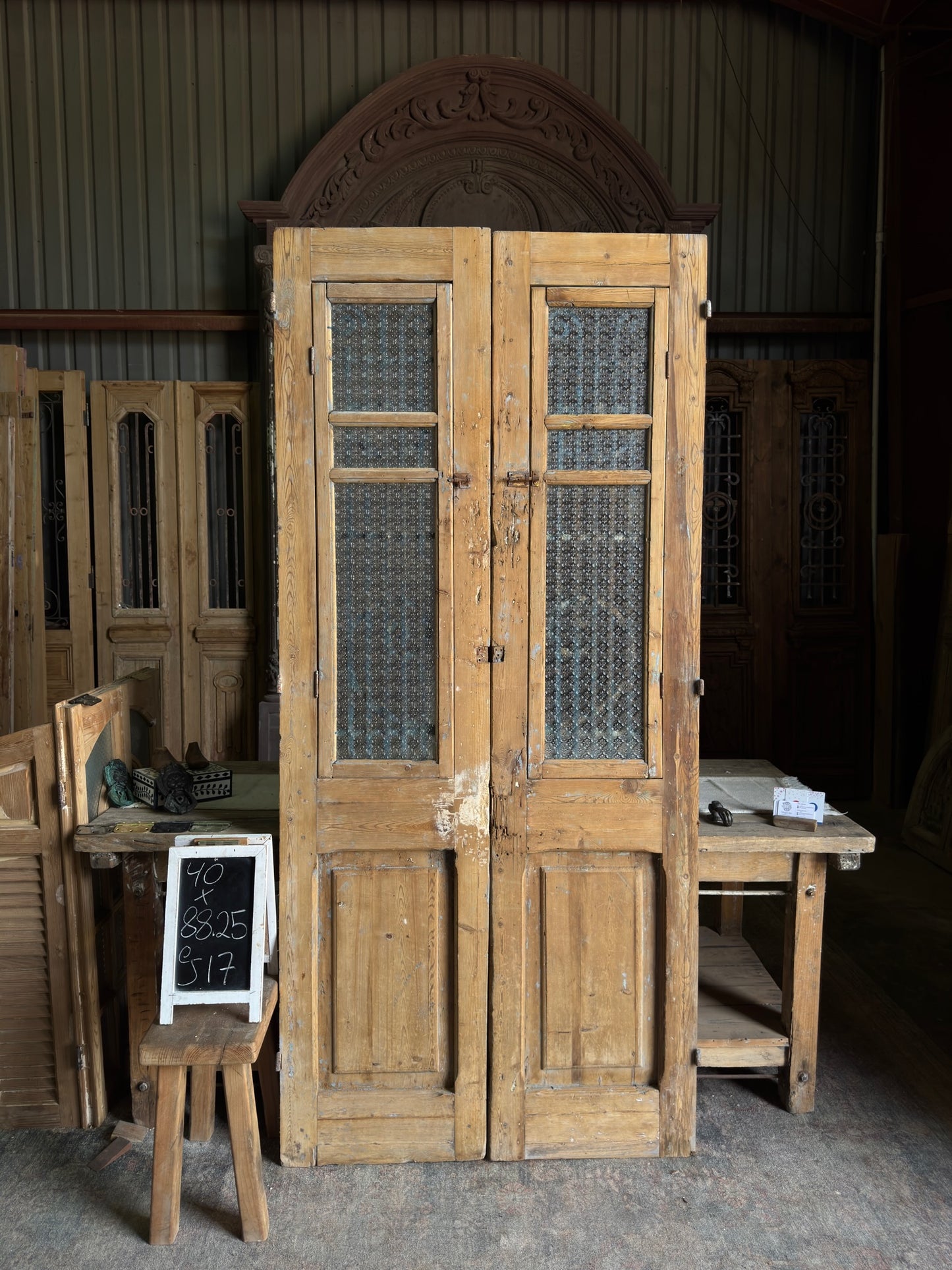 19th Century Antique Iron French Doors - 40x88.25 J17