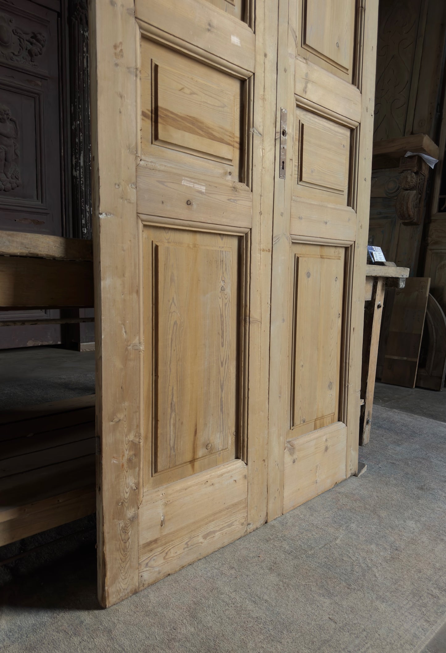 3 Panel Antique Solid French Doors - 41x101 K345