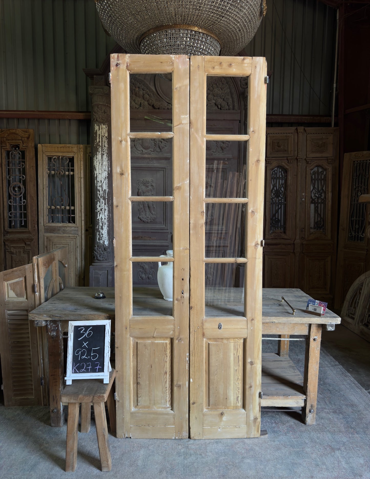 8 Lite European Antique Glass French Doors - 36x92.5 K277