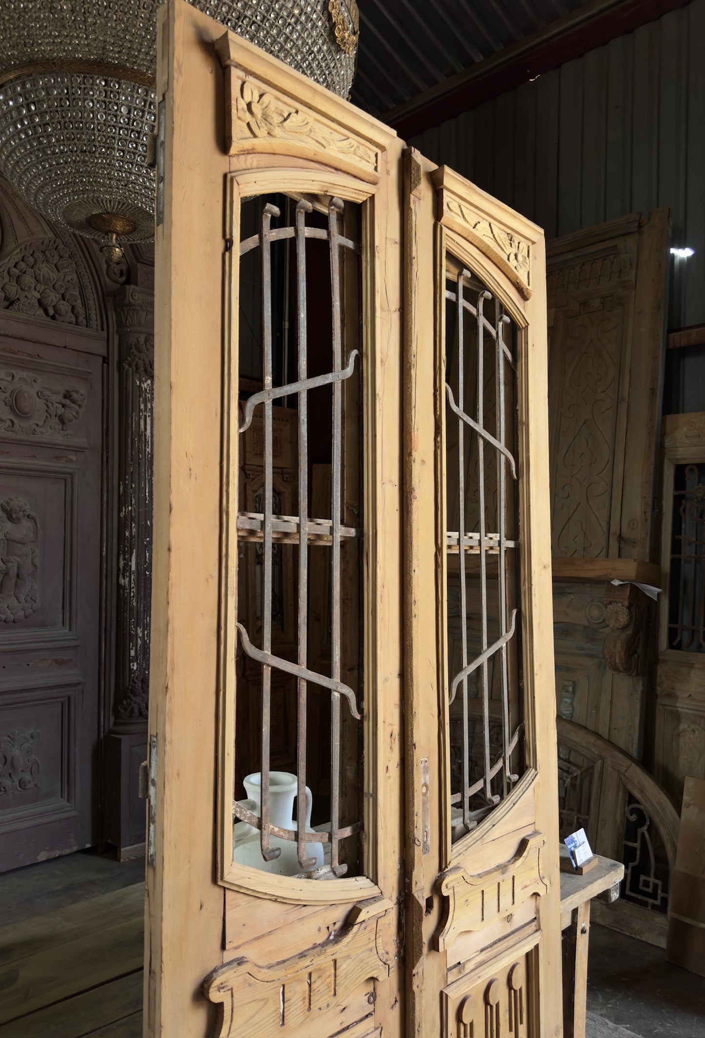 Sophisticated Antique Iron French Doors - 43x98 K292