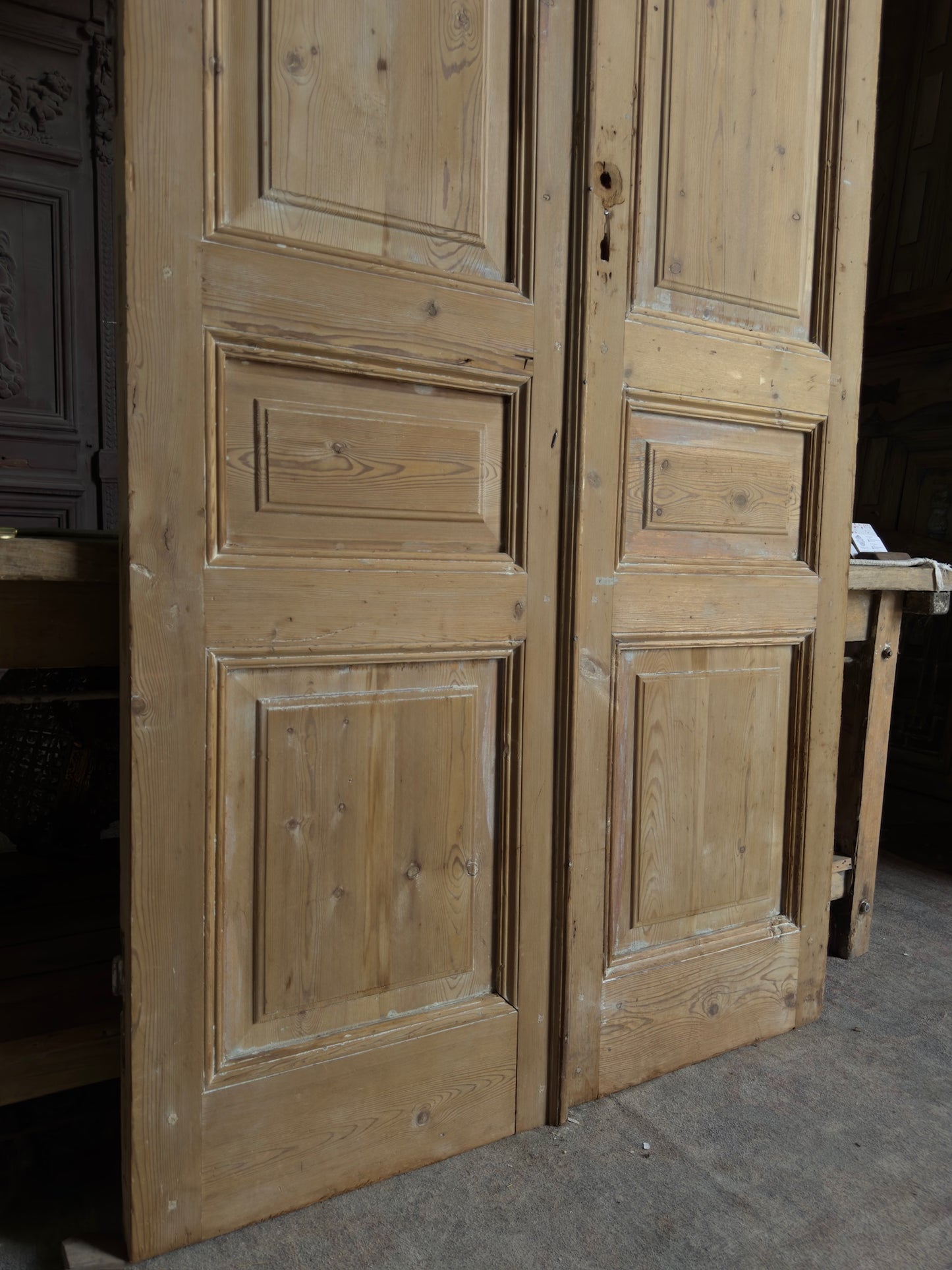 3 Panel Antique Solid French Doors - 45x99.5 J362