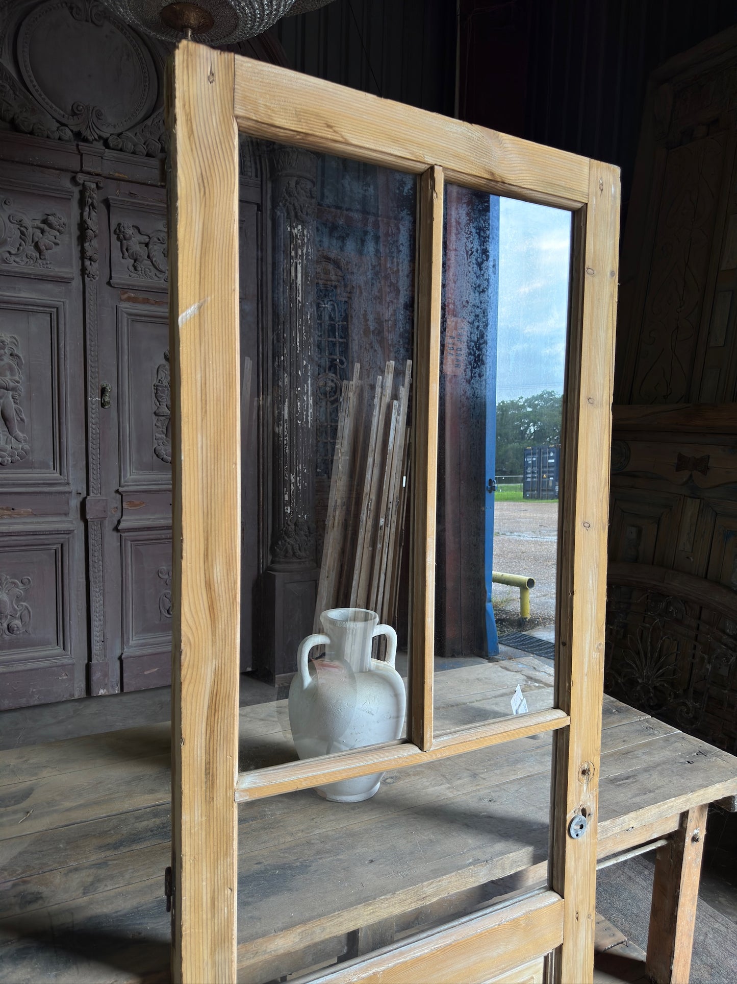 Unique 3 Lite Antique Glass Single Door - 30.75x79.5 K126