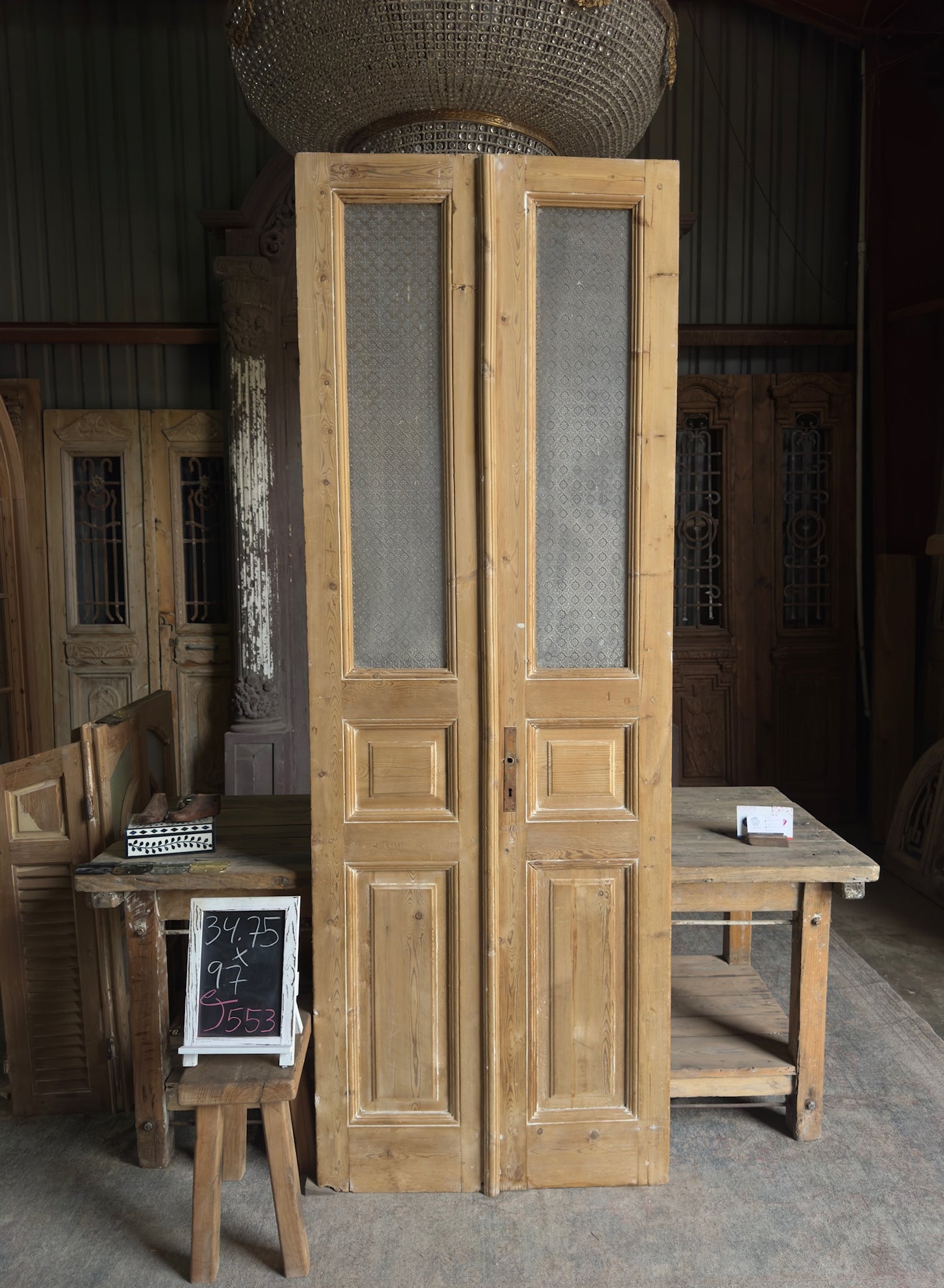 Glass Antique French Doors - 34.75x97 J553