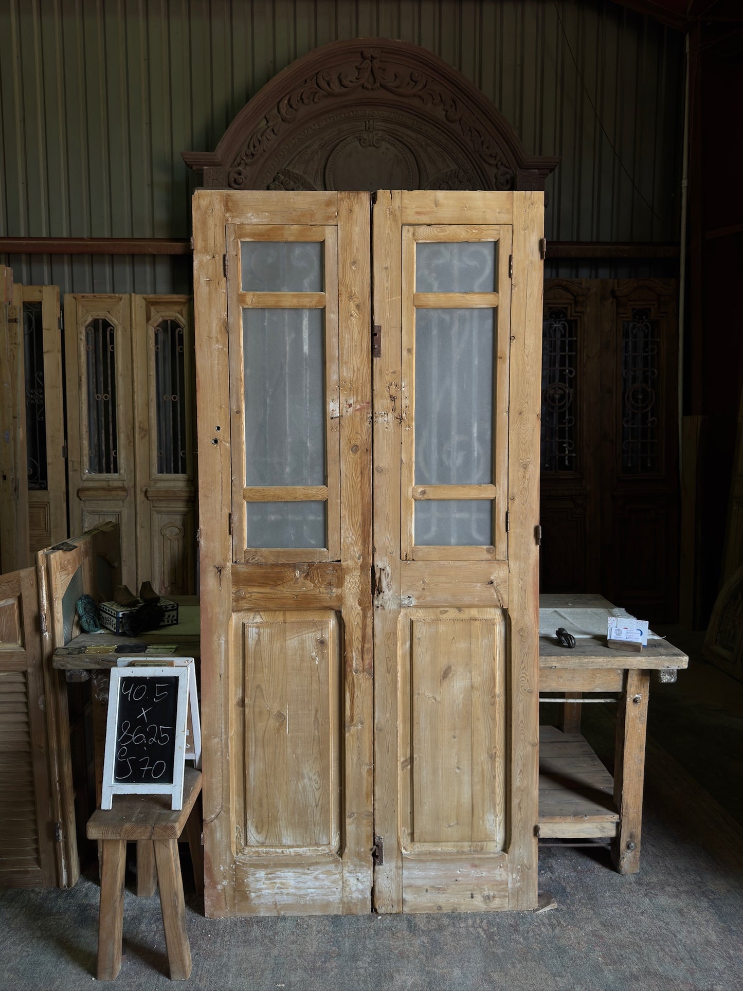 Classic Antique Iron French Doors - 40.5x86.25 J70