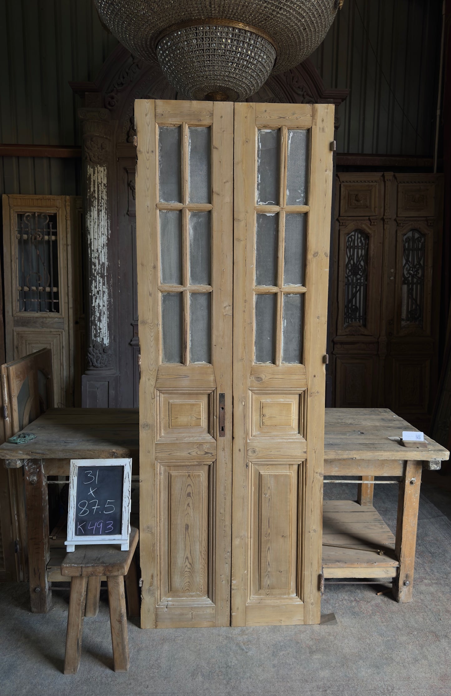 12 Light Petite Antique Glass French Pair - 31x87.5 K493