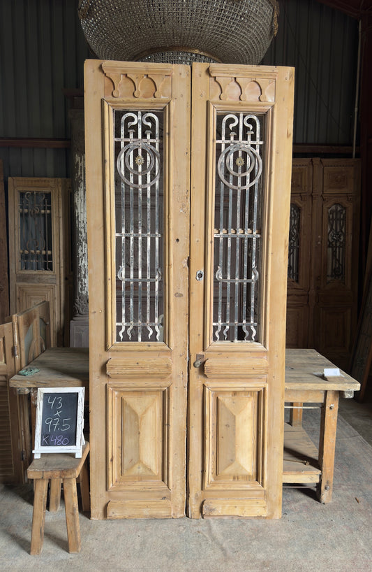 19th Century Antique Iron French Doors - 43x97.5 K480