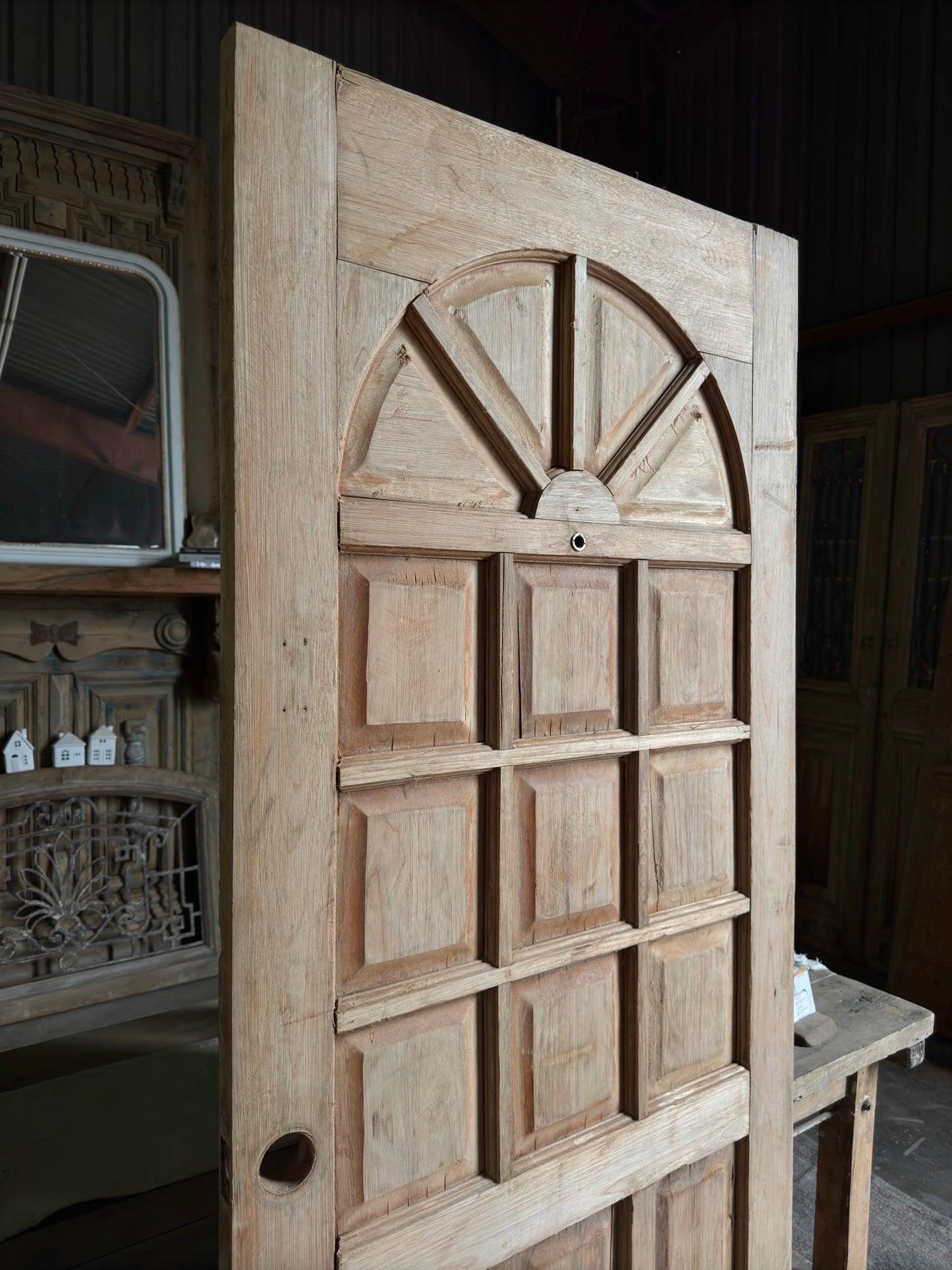 Arch Design Paned Solid Single Vintage Door - 35.5x83.5 G83