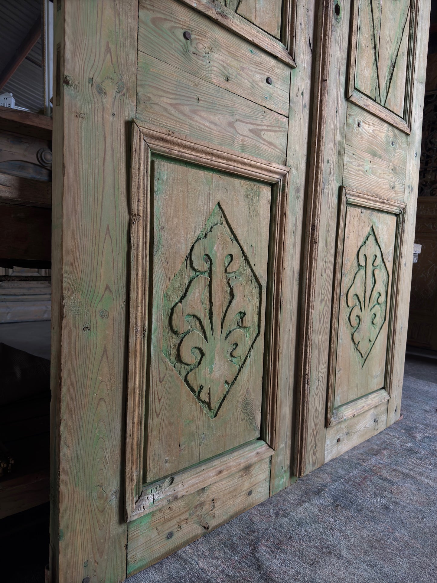 Antique Hand Carved Solid Wood Doors - 59x98.75 H259